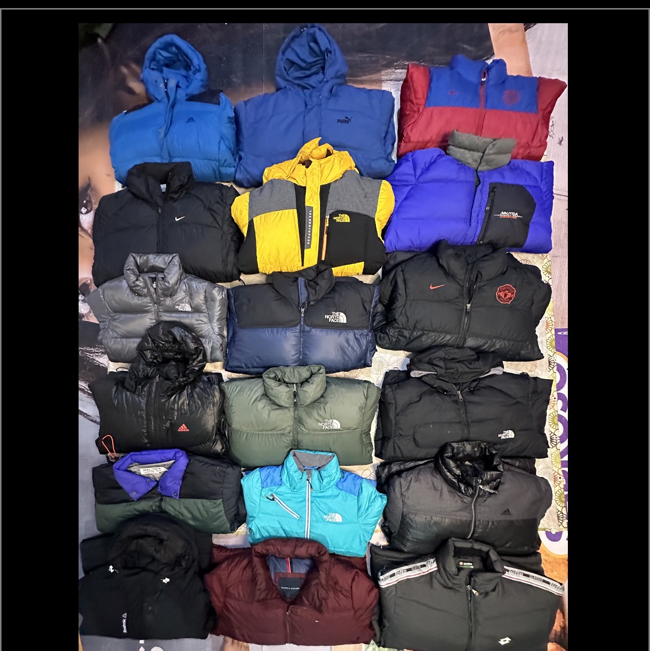 Mix branded puffer jackets