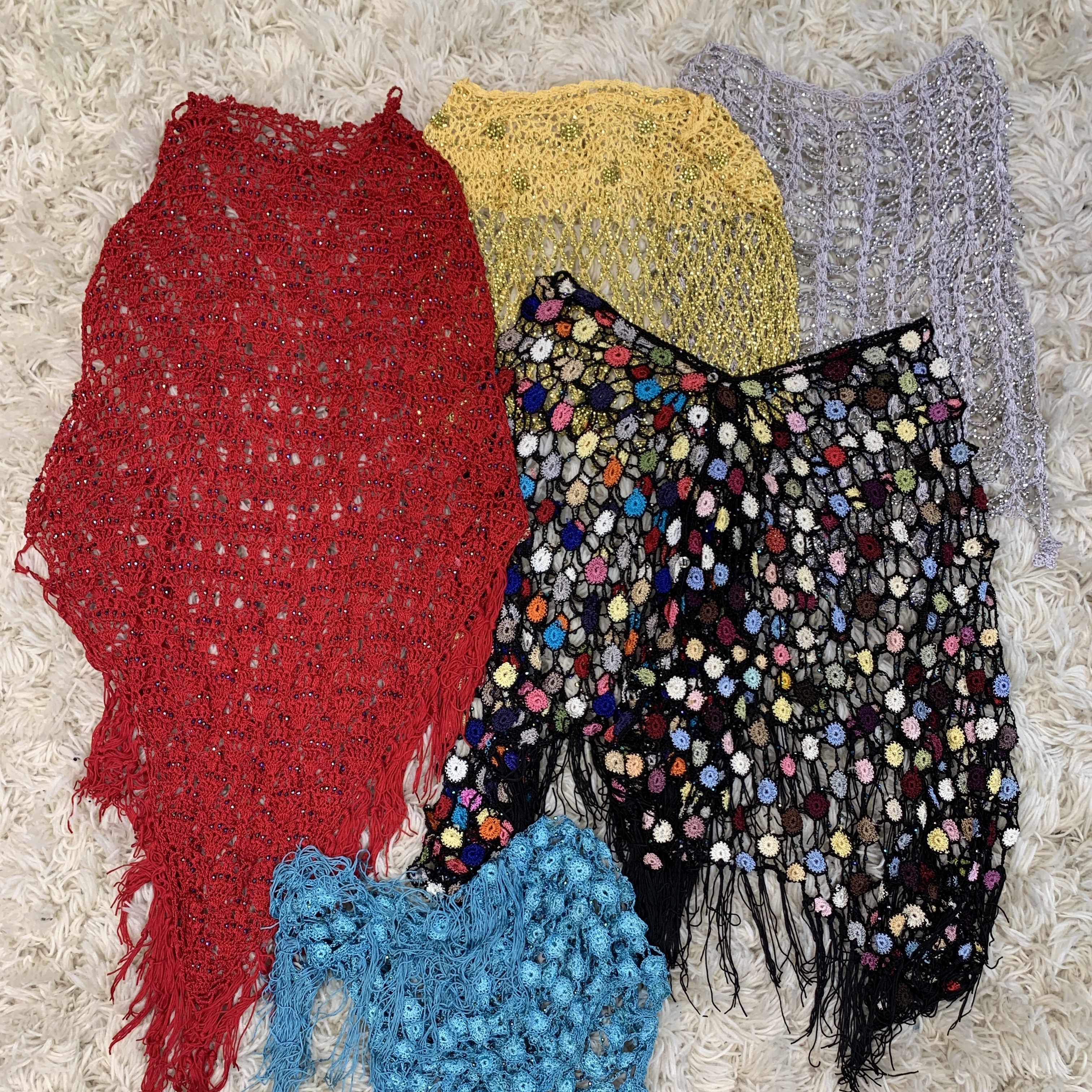Y2K Crochet Poncho Tops