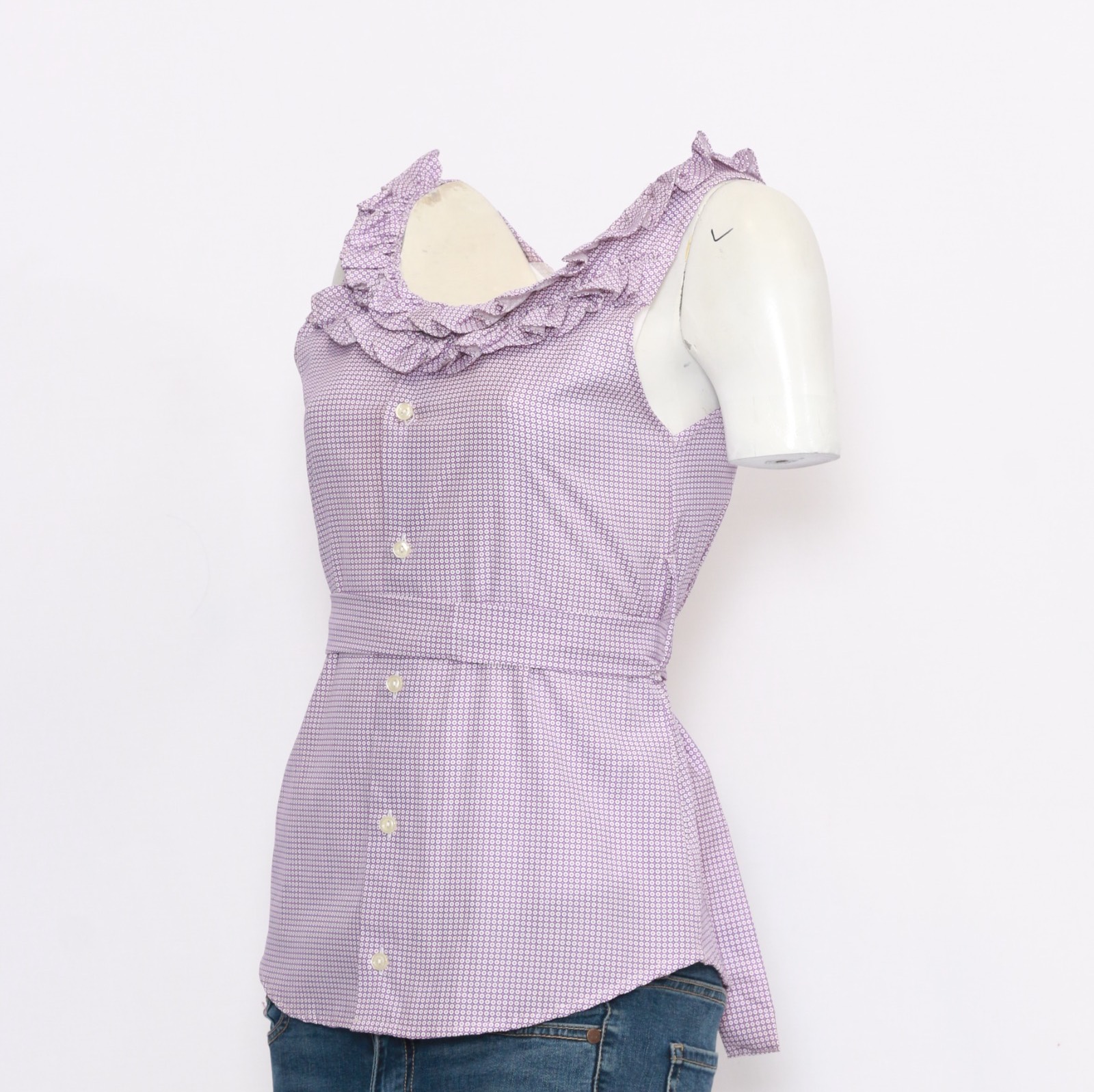 CR002 Blouse à nœud pour femmes retravaillée fabriquée à partir d'une chemise pour hommes non marquée