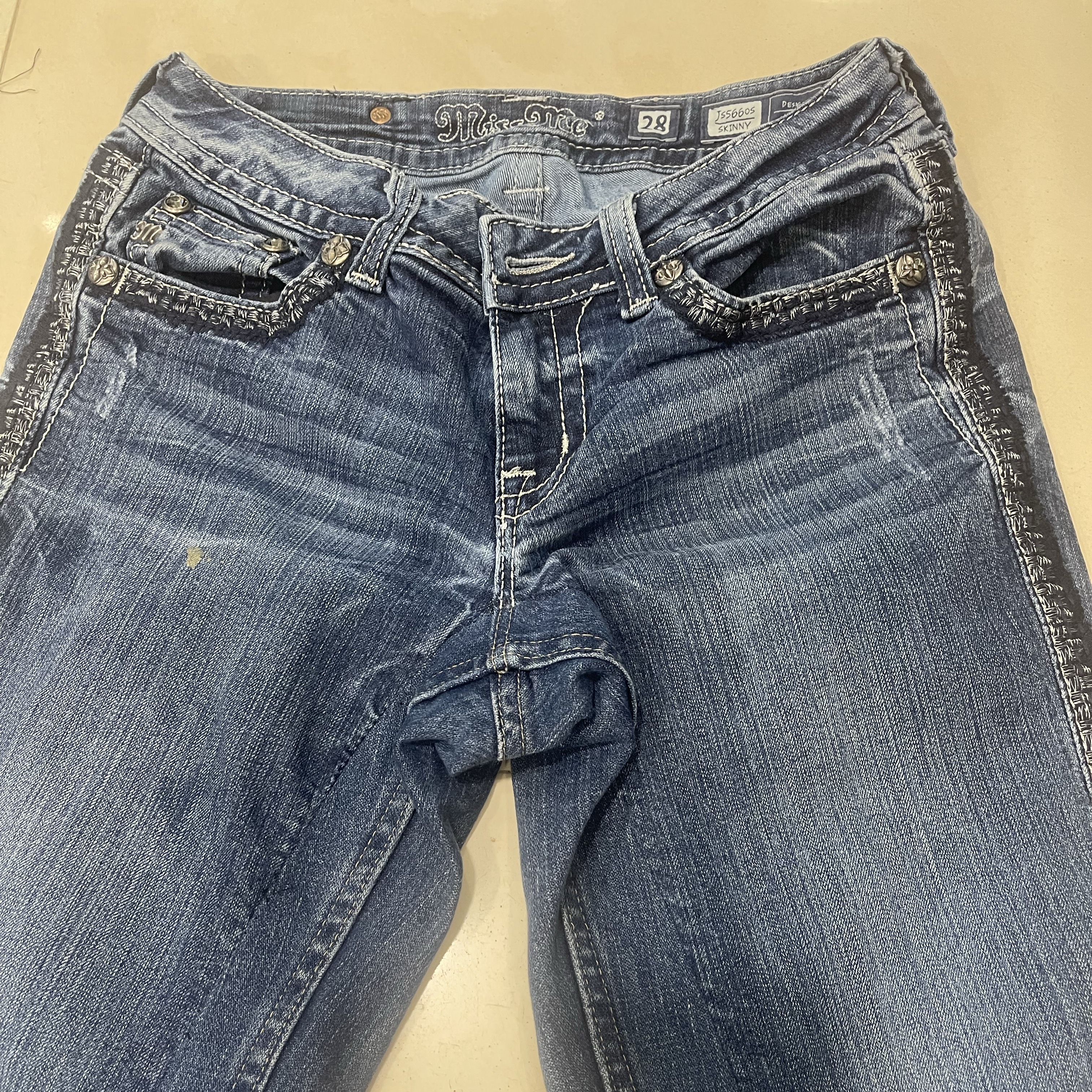 CR110 Reworked Ladies Miss Me Flare Jeans Made Using Original Skinny Miss Me Jeans