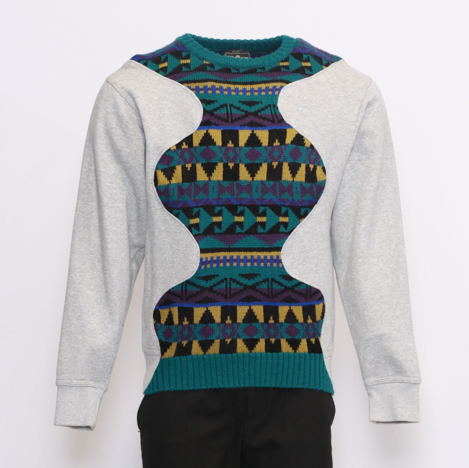CR173 Reworked Sweatshirt Made Using Center Panel of Sweater and Side Panel Sweatshirt