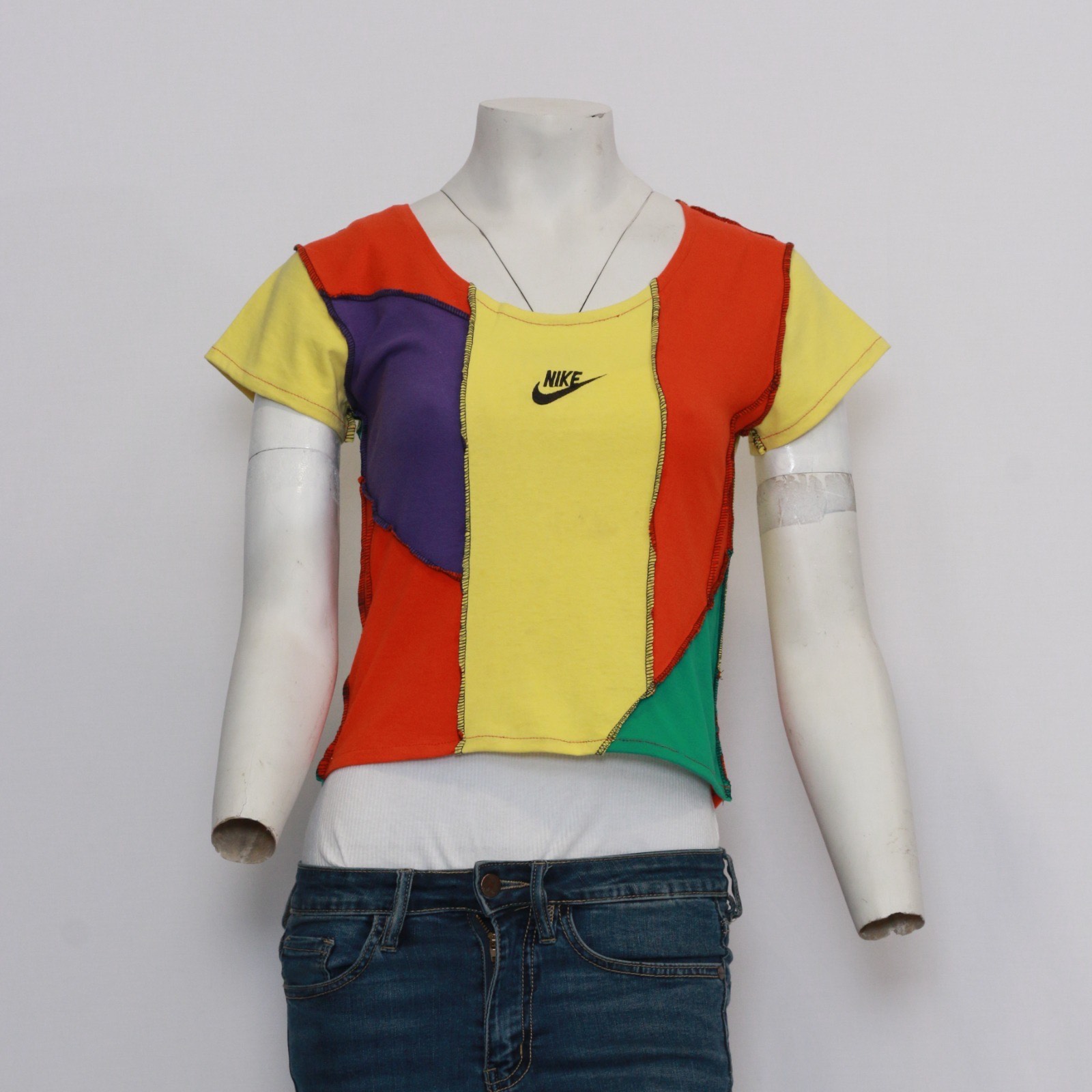 CR207 Reworked Ladies Branded Cut and Sew Colorful T-Shirt Made Using Branded T-Shirt