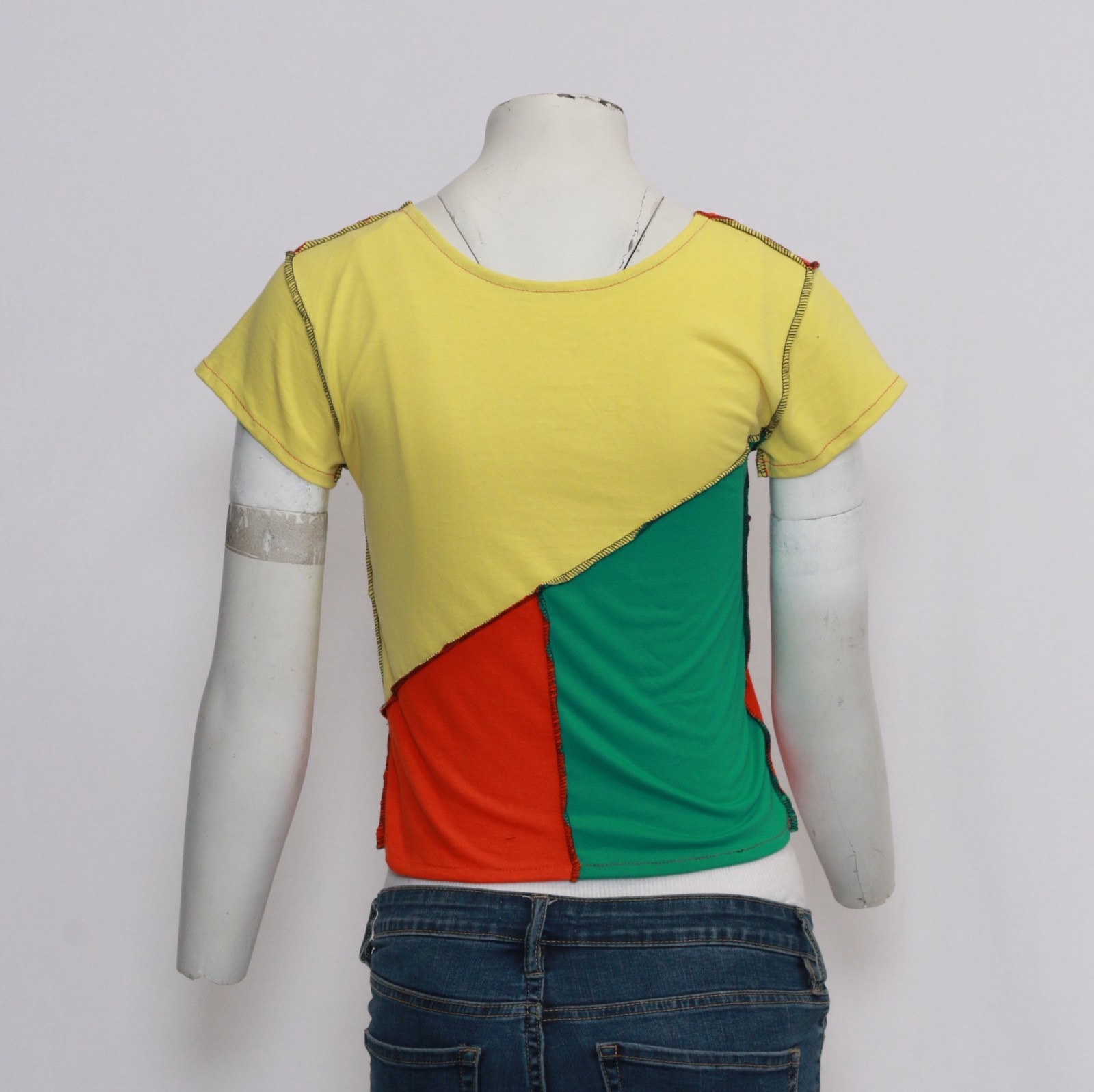CR207 Reworked Ladies Branded Cut and Sew Colorful T-Shirt Made Using Branded T-Shirt