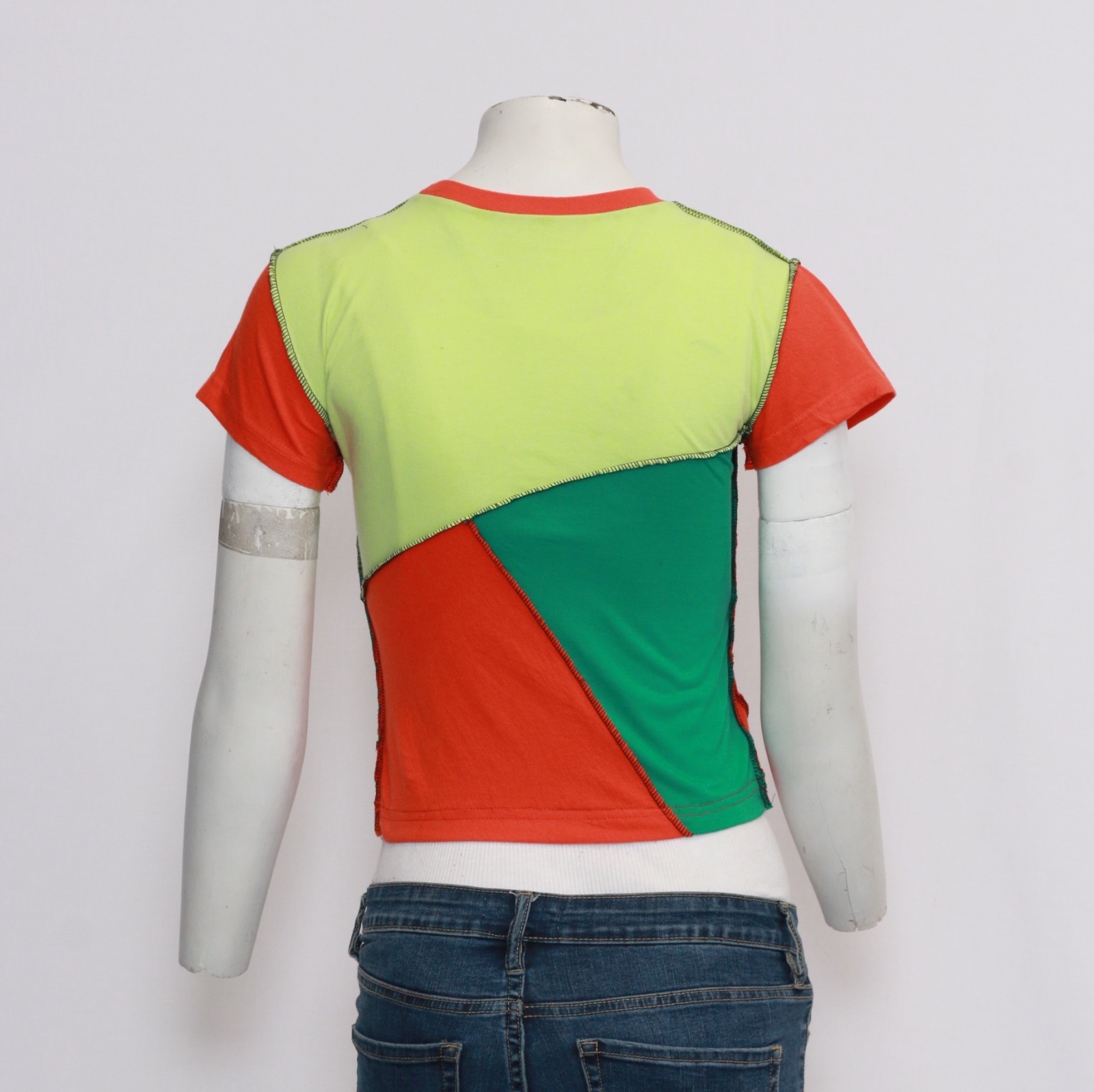 CR207 Reworked Ladies Branded Cut and Sew Colorful T-Shirt Made Using Branded T-Shirt