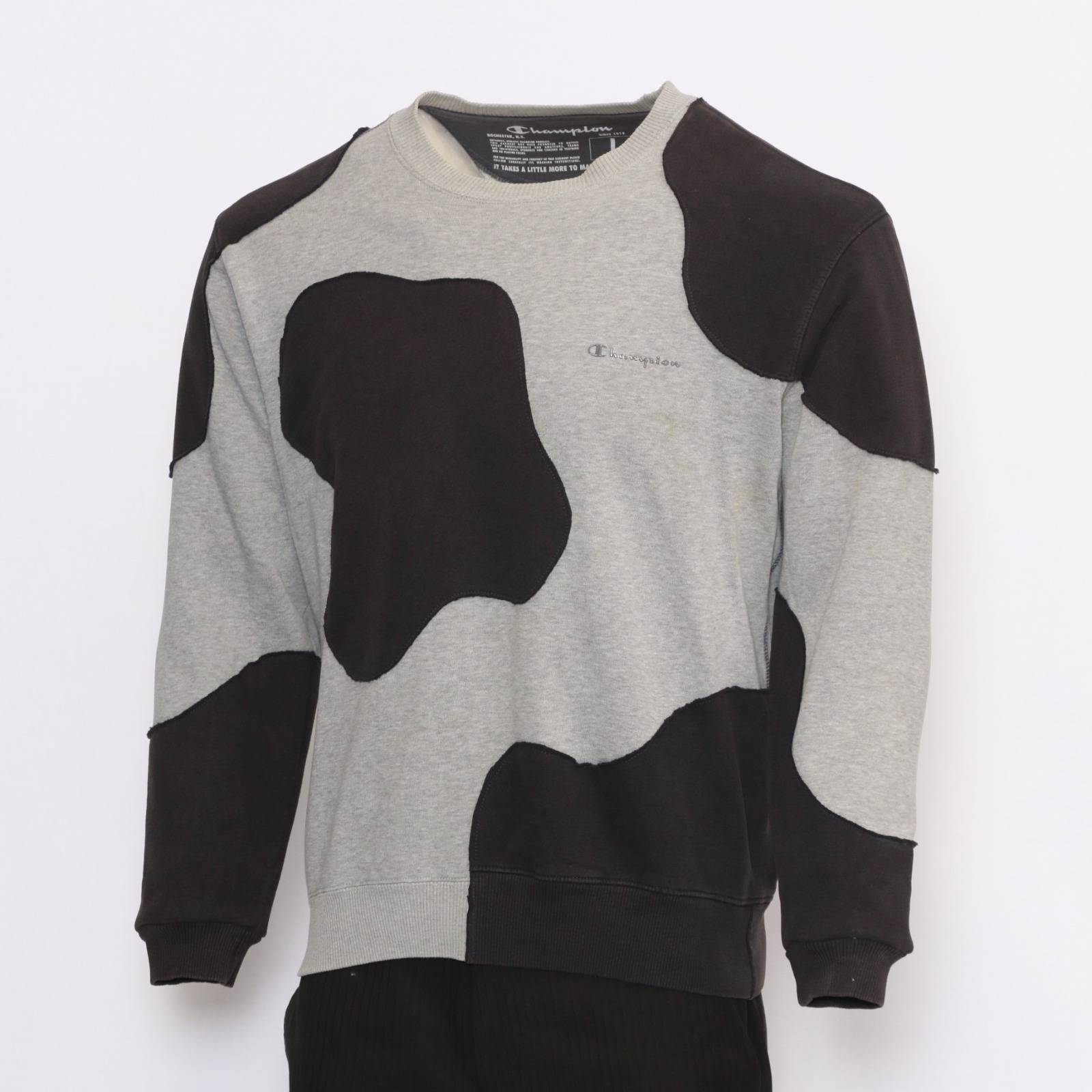 TK1075 Sweatshirt retravaillé avec panneau contrasté fabriqué à partir de sweatshirt de marque