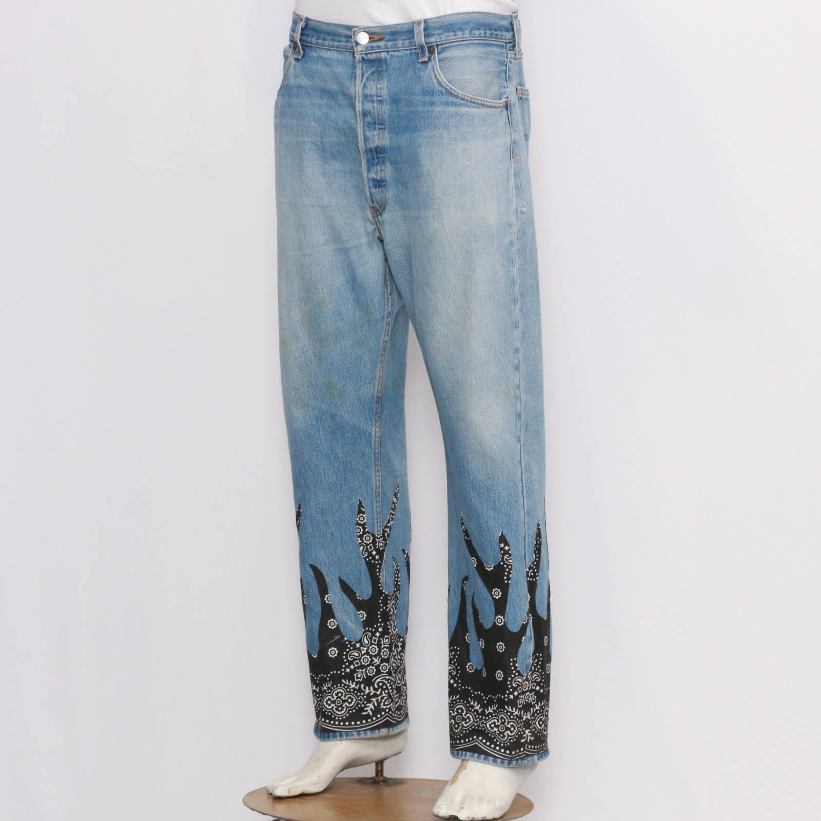 TK111 Reworked Levi's Bandana Flame Jeans Made Using Original Levi's