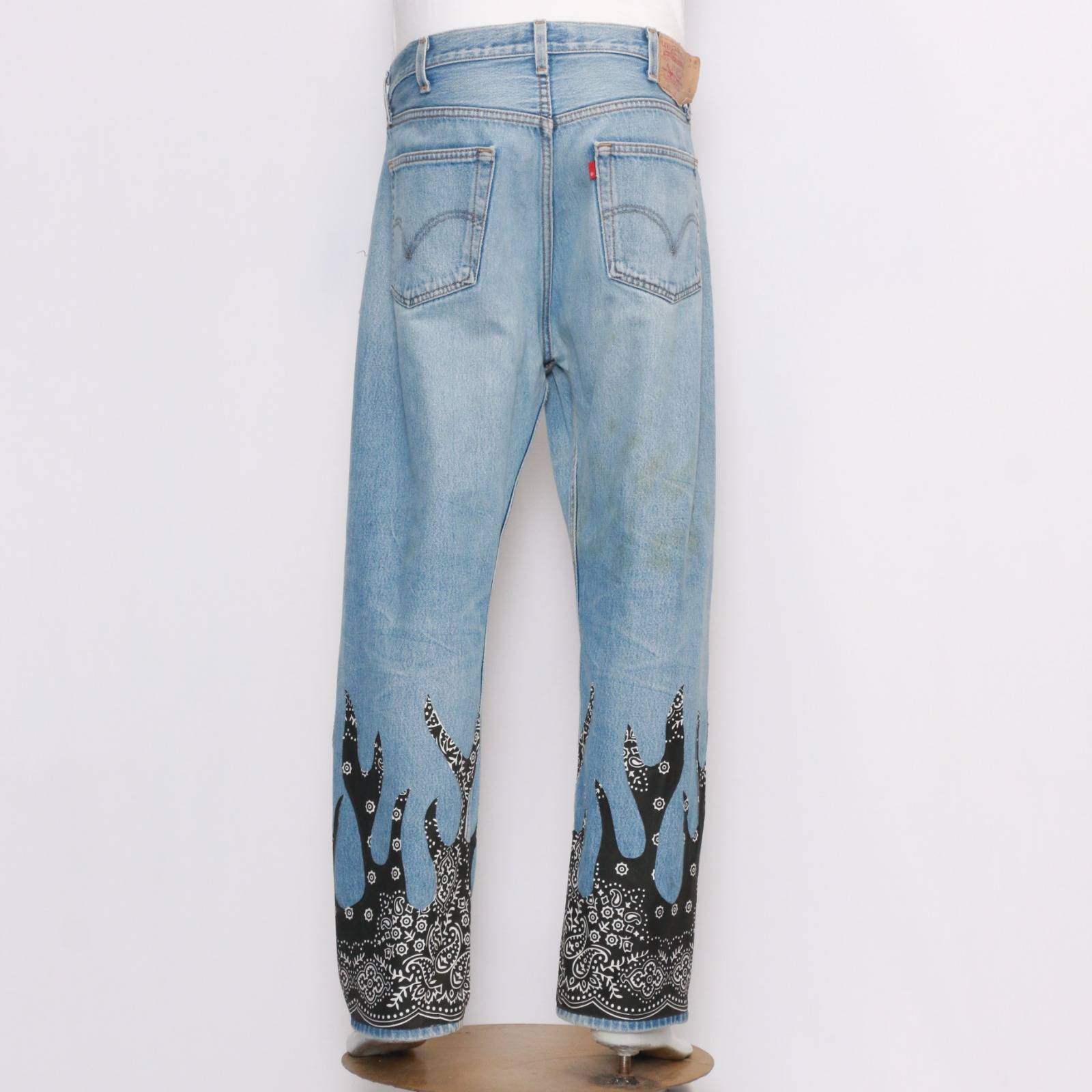TK111 Reworked Levi's Bandana Flame Jeans Made Using Original Levi's