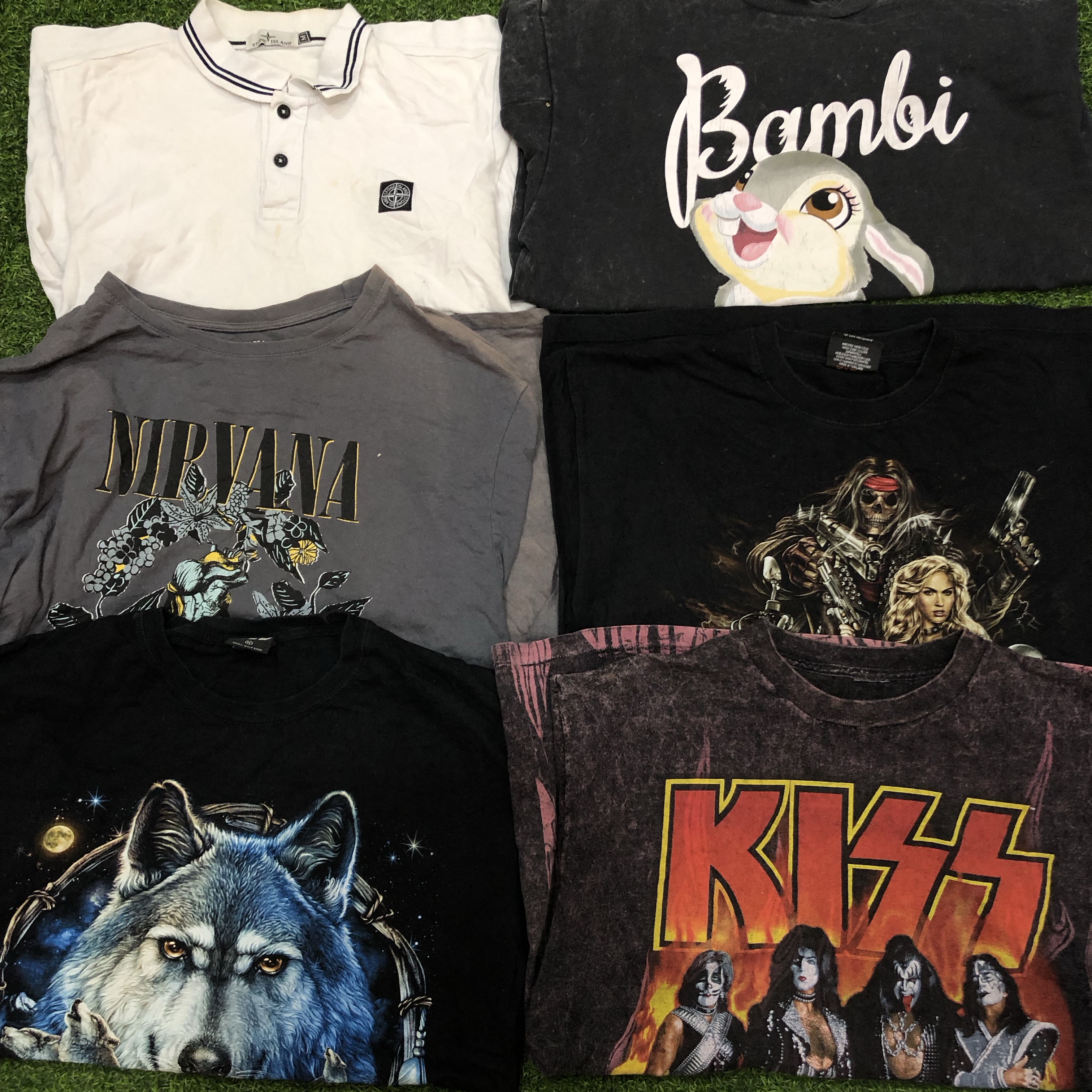 Old branded Nirvana,Rolling Stones vintage T-shirts 36 pieces