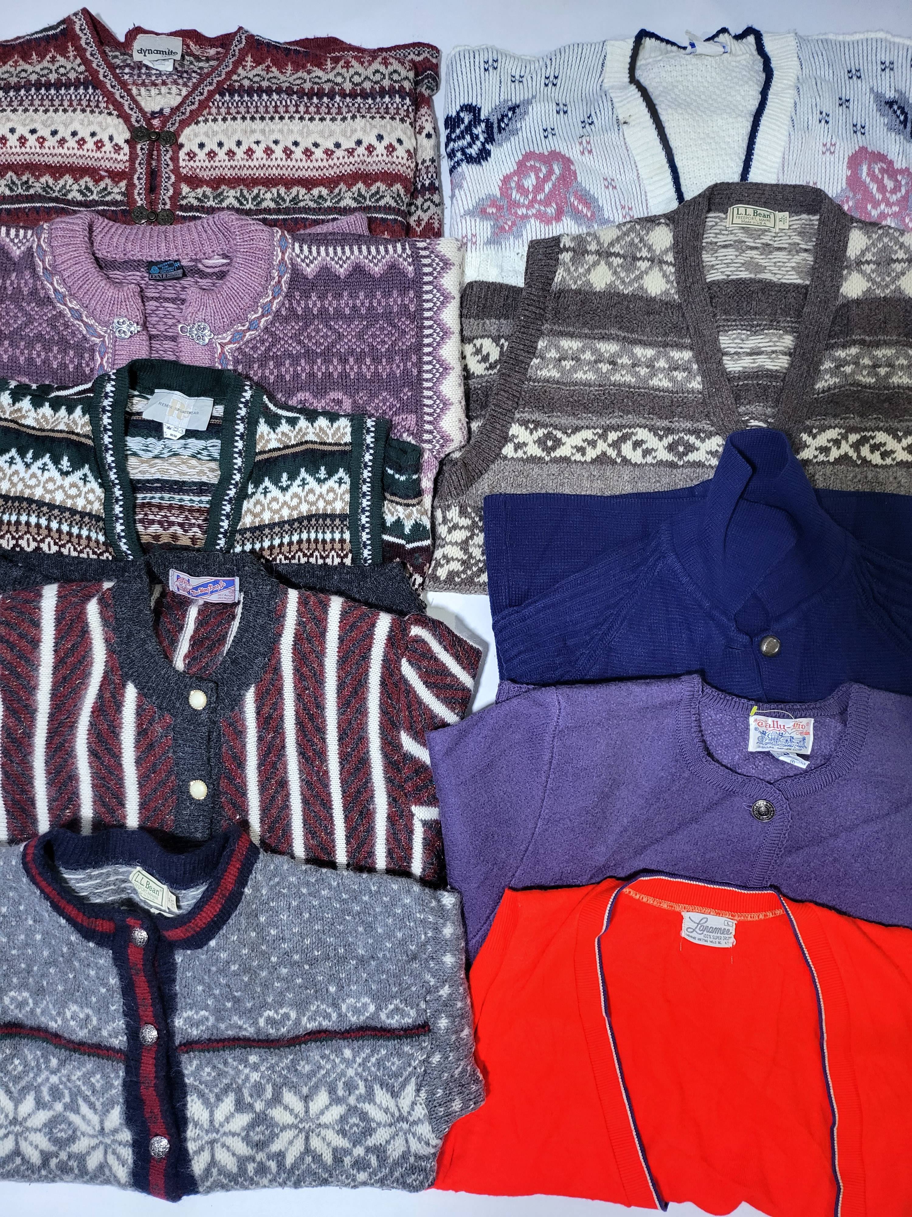 Vintage Printed  Cardigan  Sweaters  10 Pcs