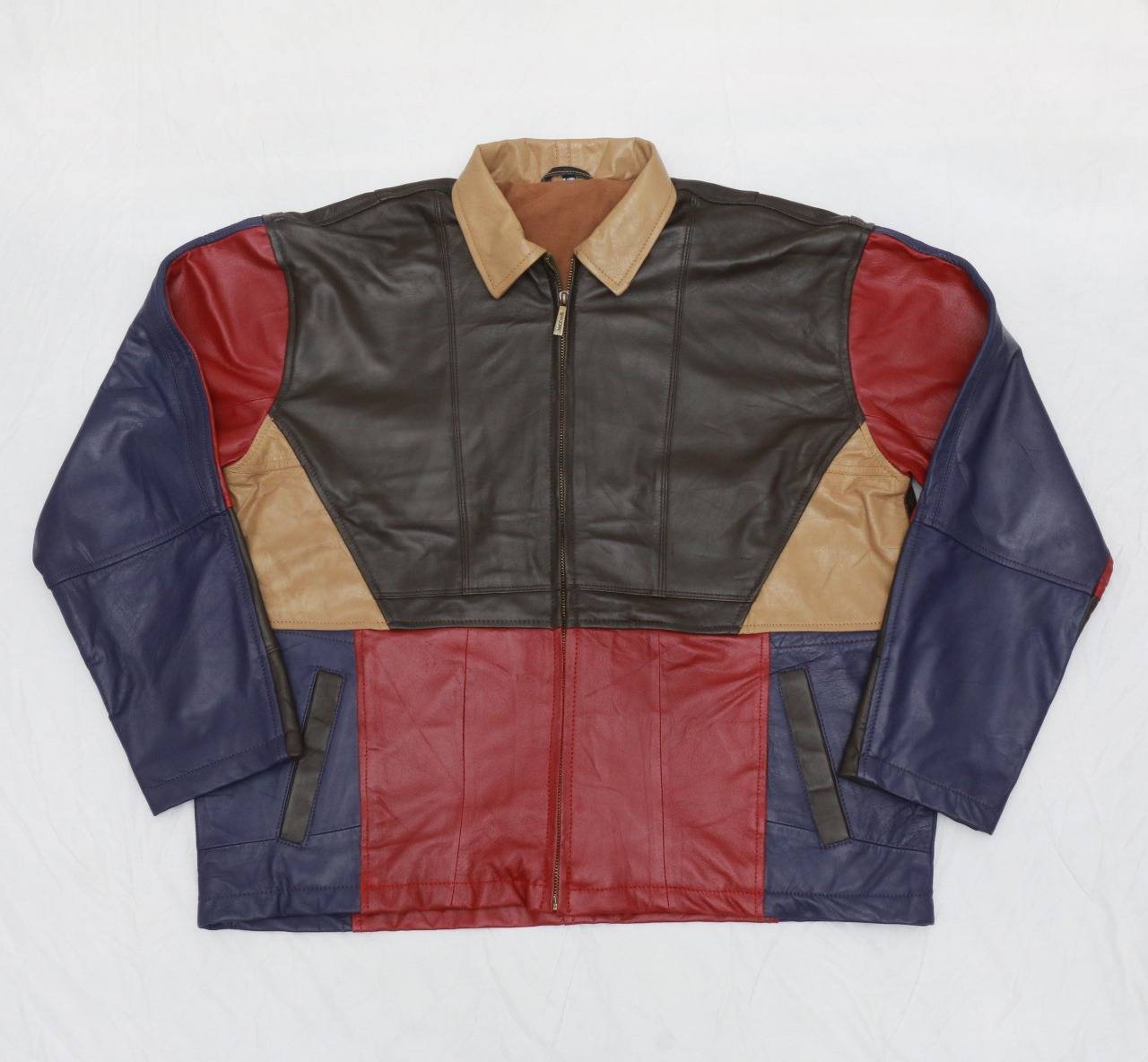 CR0004 Reworked Multi-Color Leather Jacket Cut & Sew Made Using Different Jackets