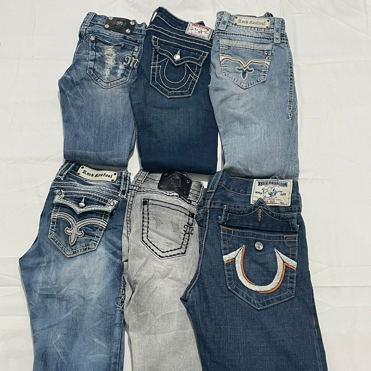 Miss me / True Religion / Rock revival low waist flare hip hop cursive jeans