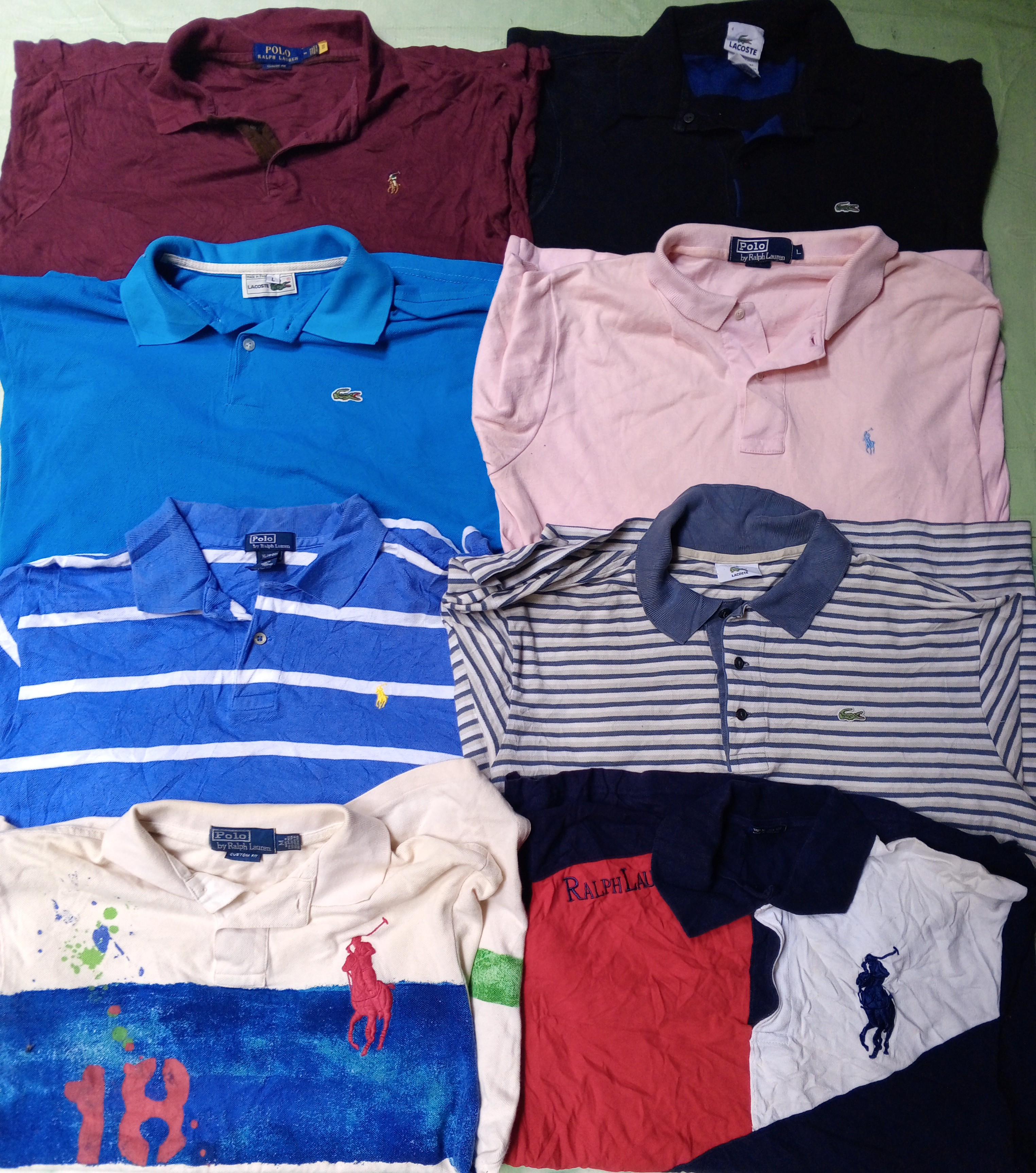 RL, Lacoste, Burberry, T-shirt 62 pièces