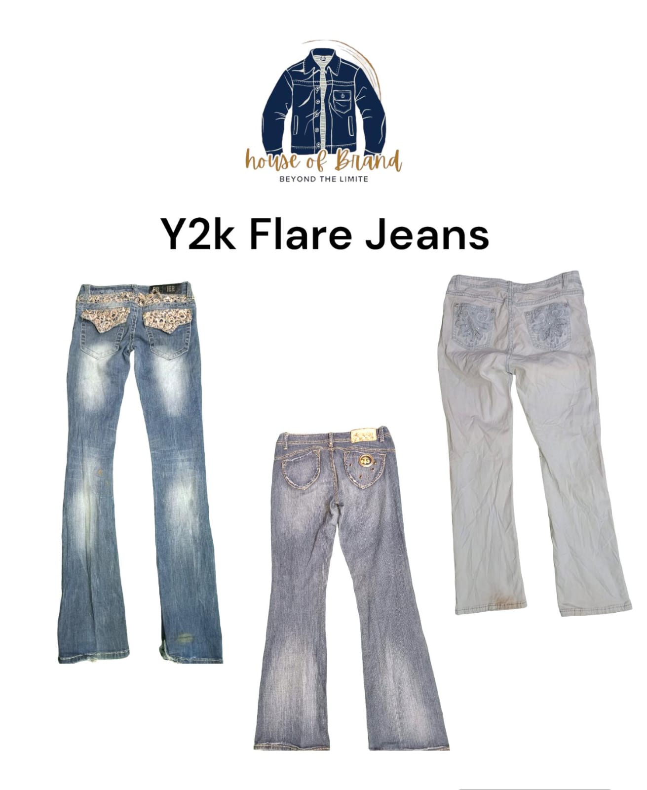 Grade AB beautiful y2k flary jeans for women