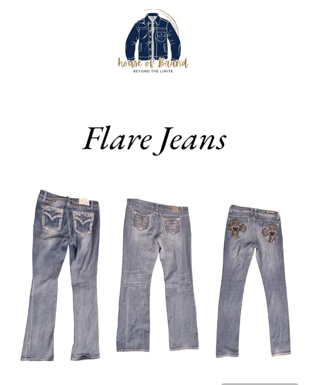 Y2k stylish branded flare jeans