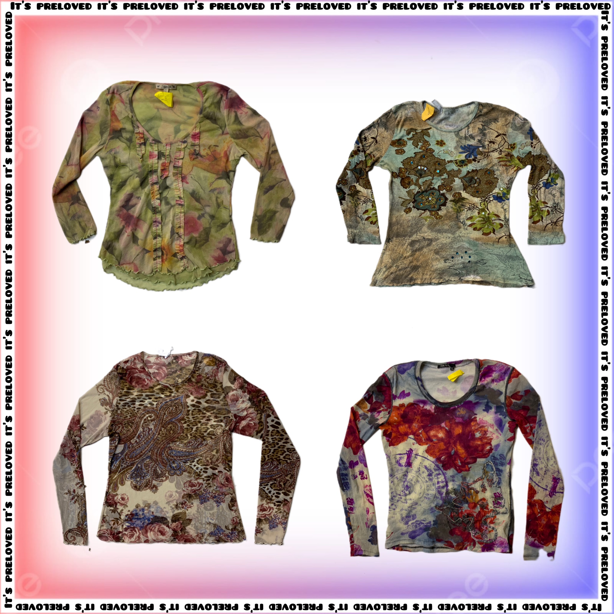 Renaissance Romance: Romantic Floral Mesh Tops and Y2K Skirt Mix (SS-352)