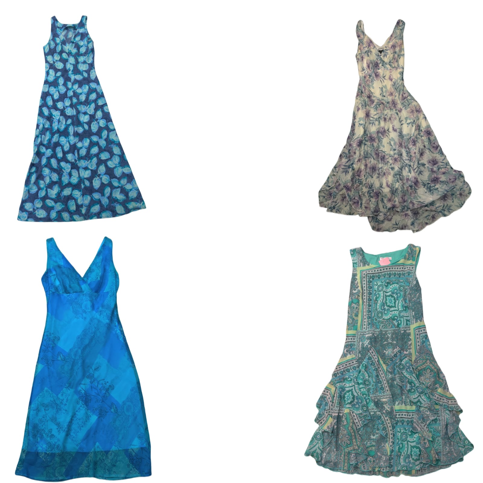 Aqua Floral Y2k Dresses