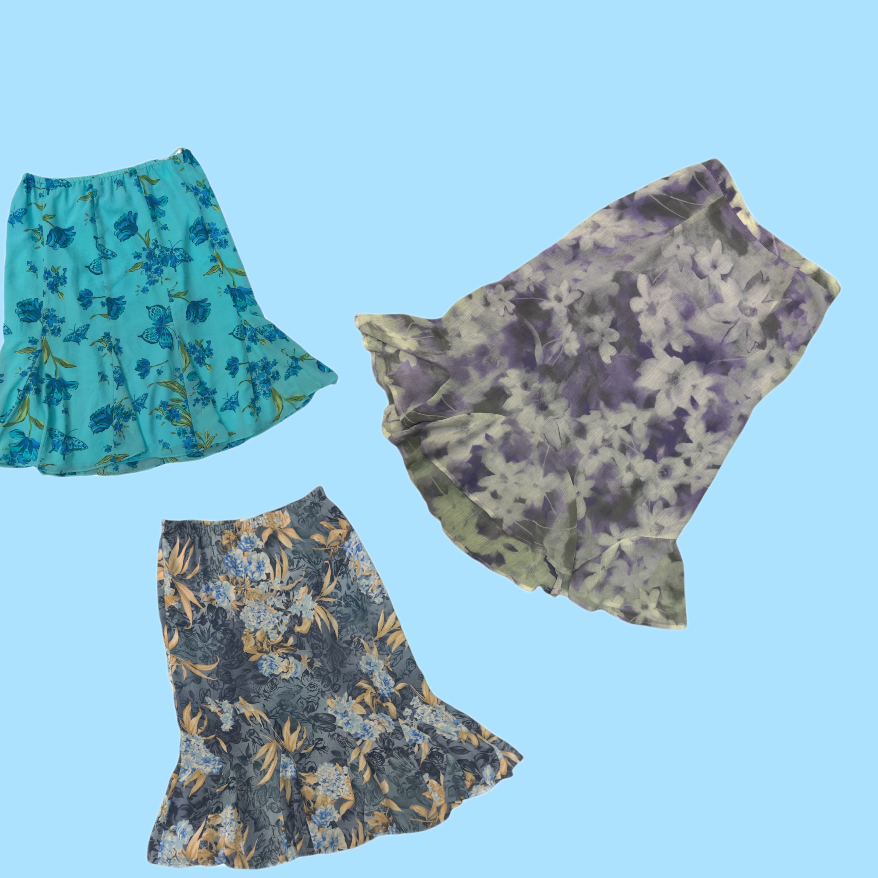 Y2K Poly Floral Skirts