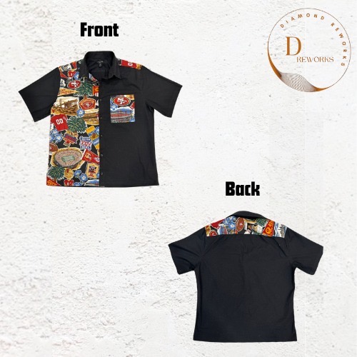 Upcycled / Reworked Half and Half Hawaiian T-shirt DR8