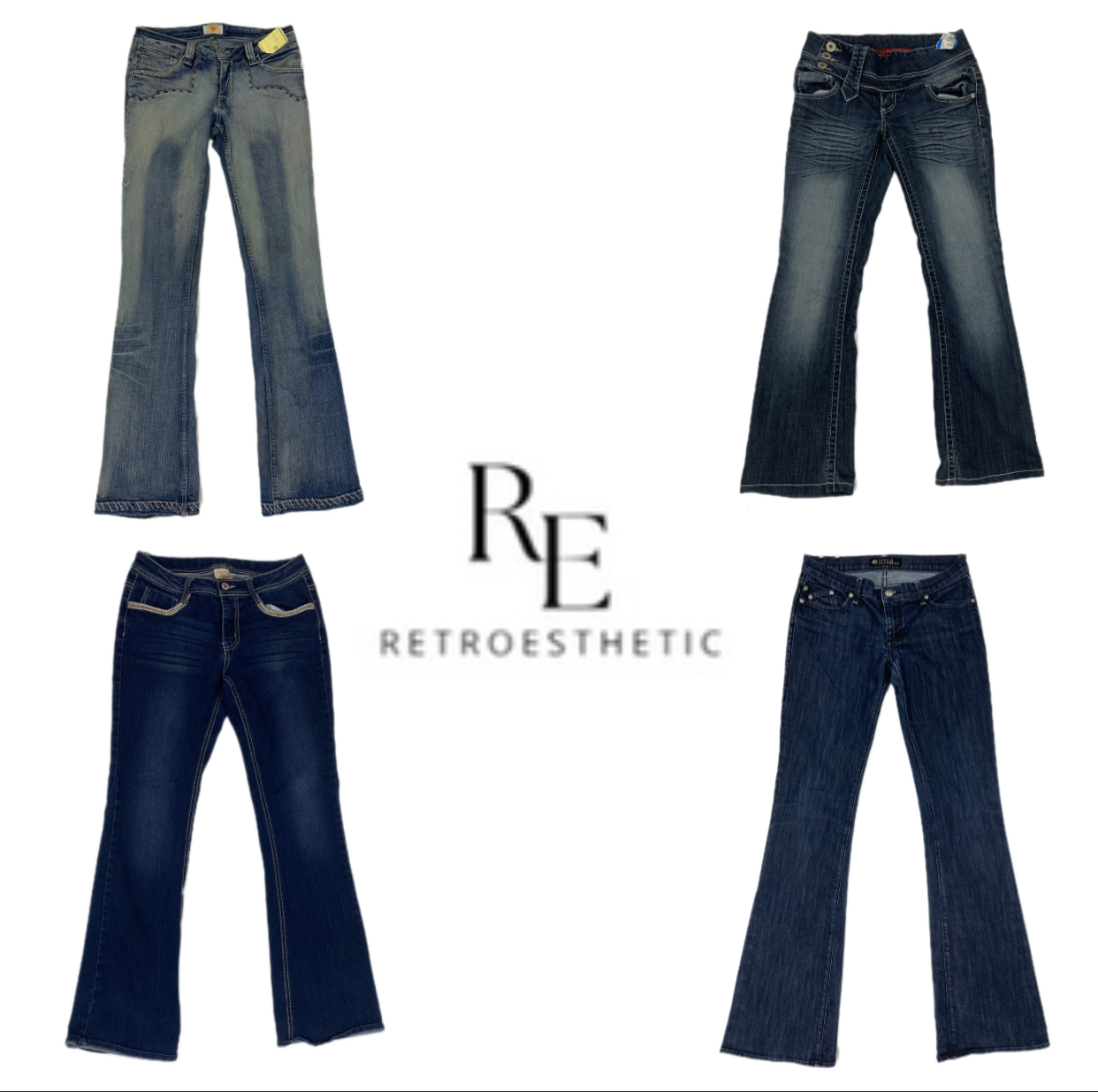 Y2K Retro Style Denim Flared Jeans (SR-556)