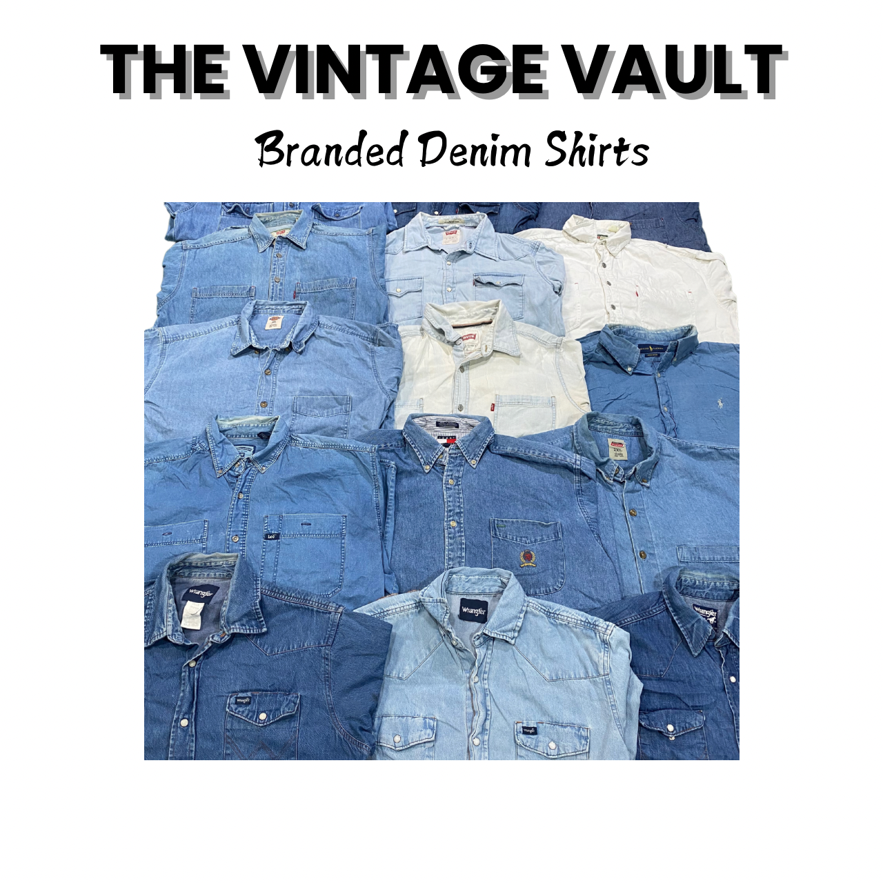 Branded Denim Shirts - 30 pcs Including Polo Ralph Lauren  Levi's dickies and others