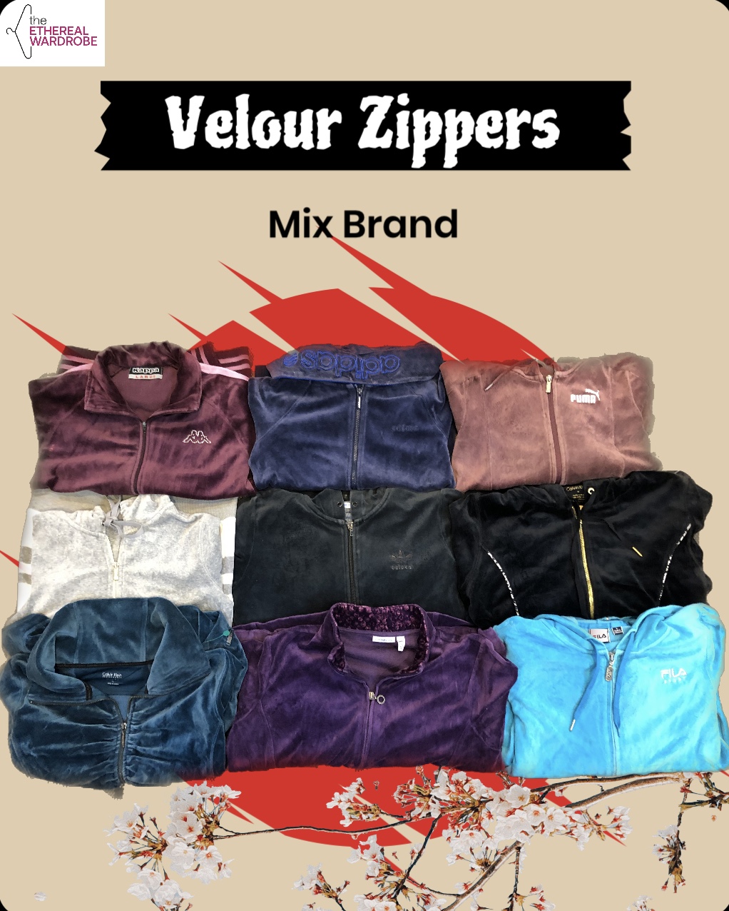 Veste zippée en velours Mix Brand comprenant Tommy Hilfiger, Calvin Klein, Adidas, Croft et Barrow et d'autres grandes marques.