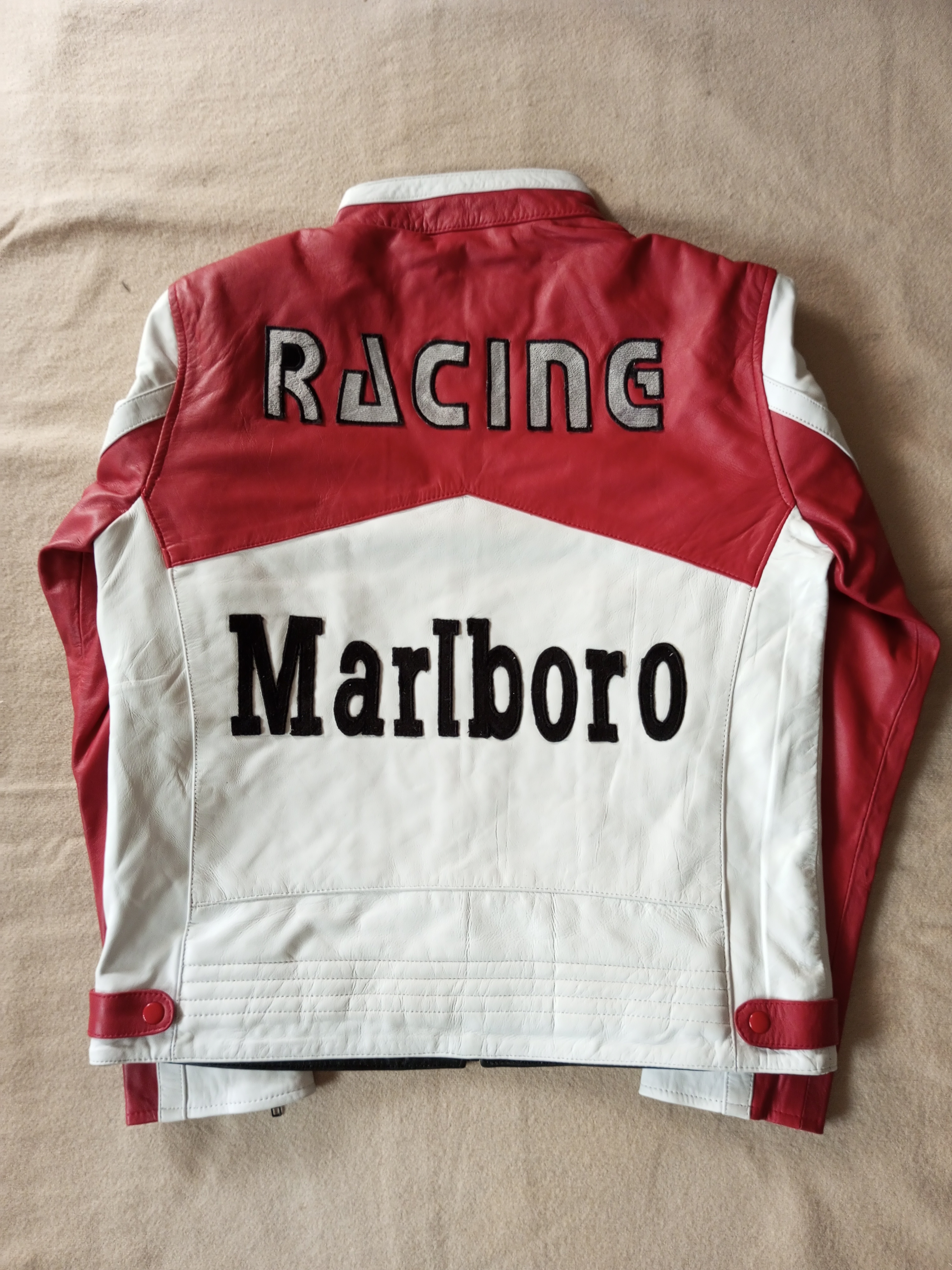 Veste En Cuir Marlboro Classics Peau D'agneau Vintage - Taille 2XL, Style Moto, Occasion Très Bon état