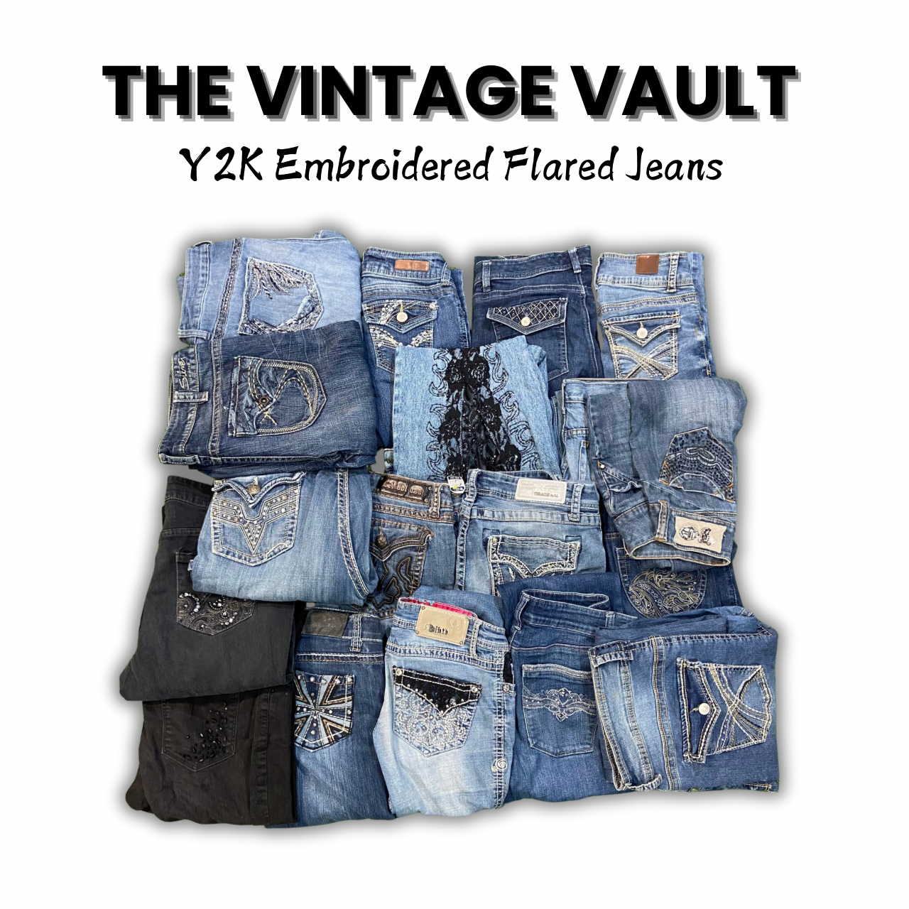 Y2K Embroidered Flared Jeans - 50 pcs