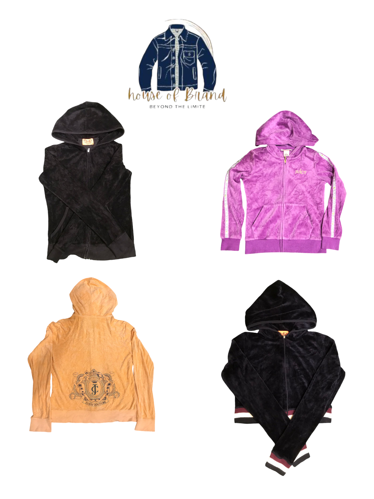 Jaquetas Juicy Couture com embelezamento estiloso.