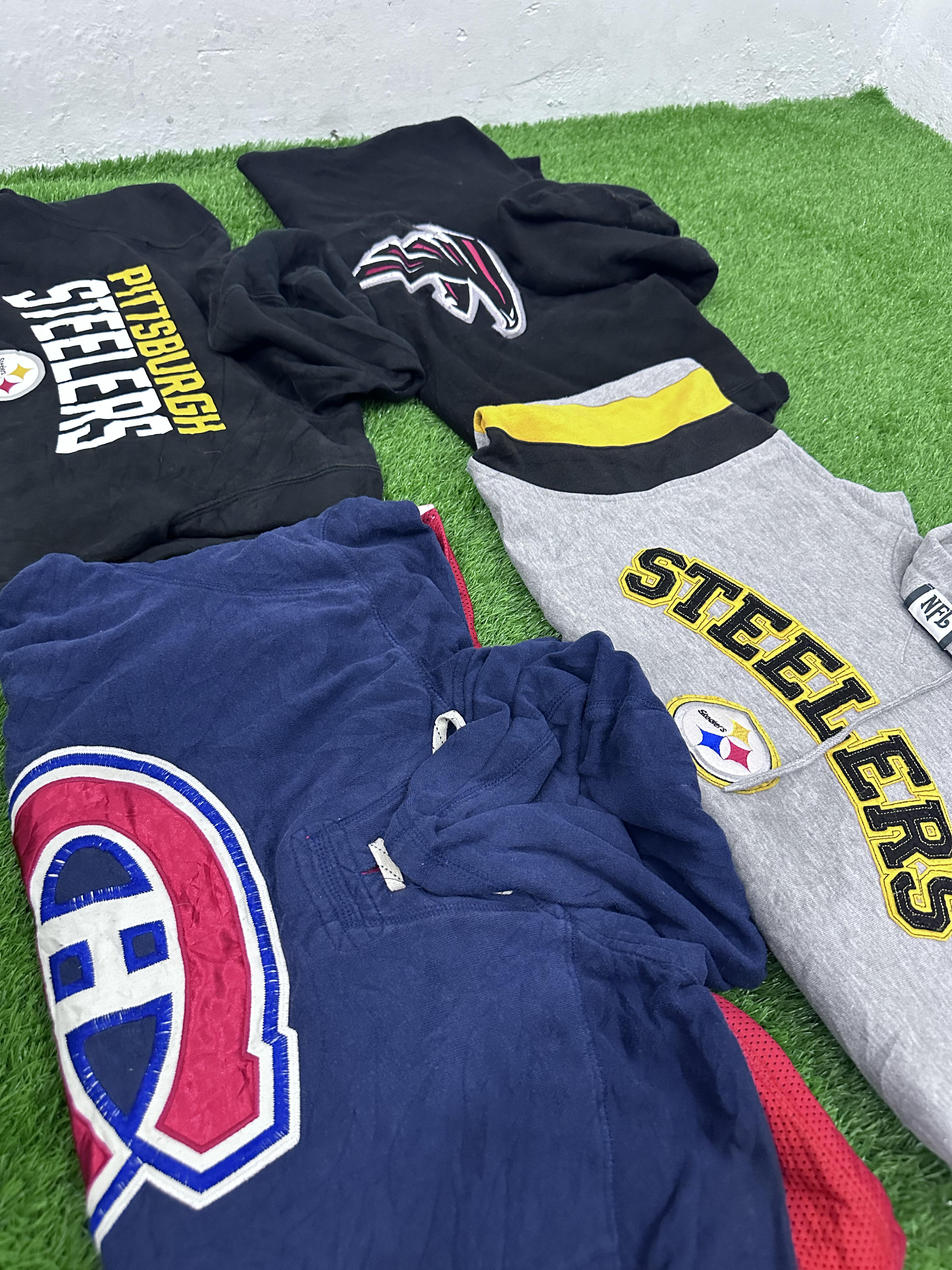 Molettons e hoodies de marcas da NFL e NHL
