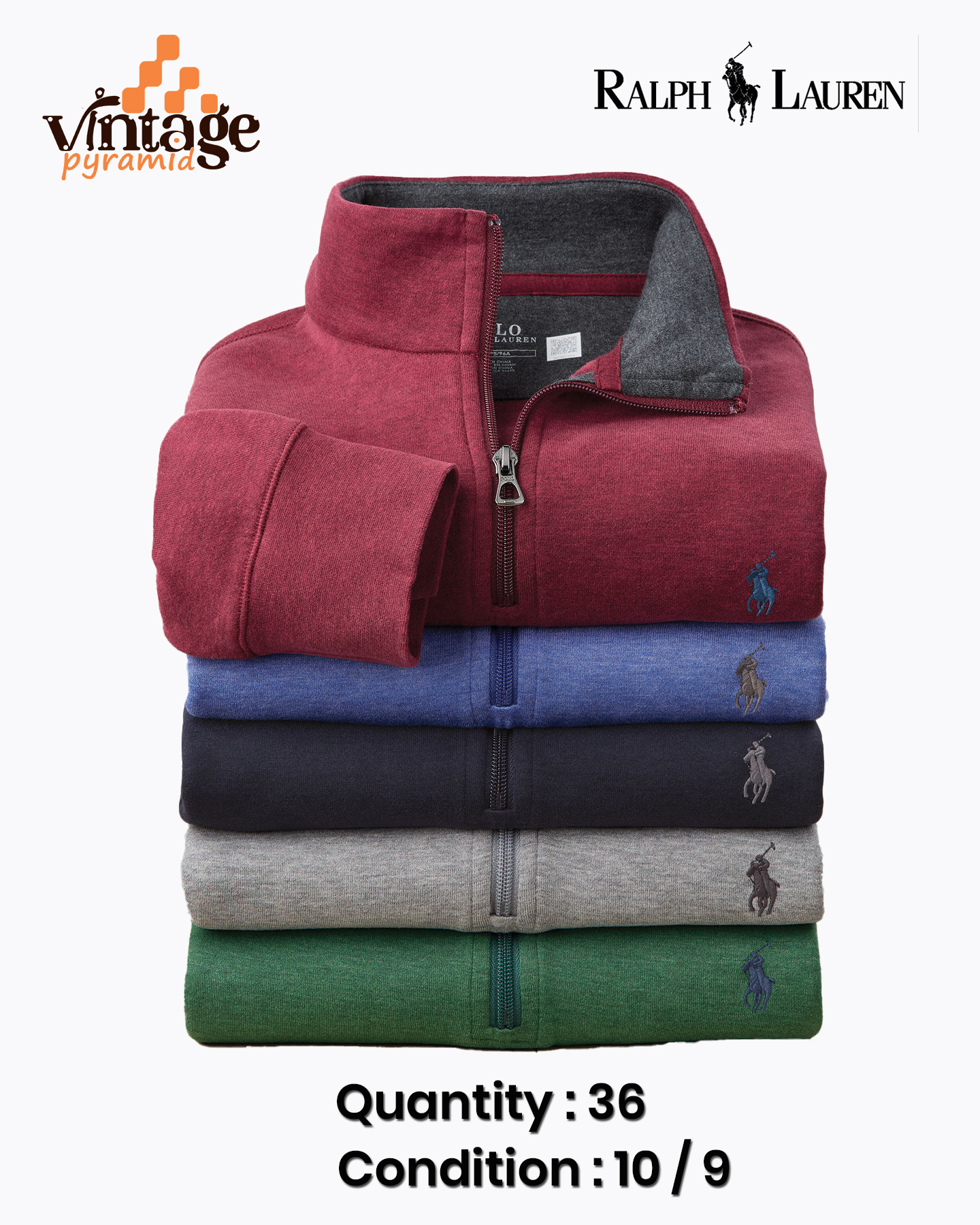 Ralph Lauren pulls à col zippé quart 37 pièces.