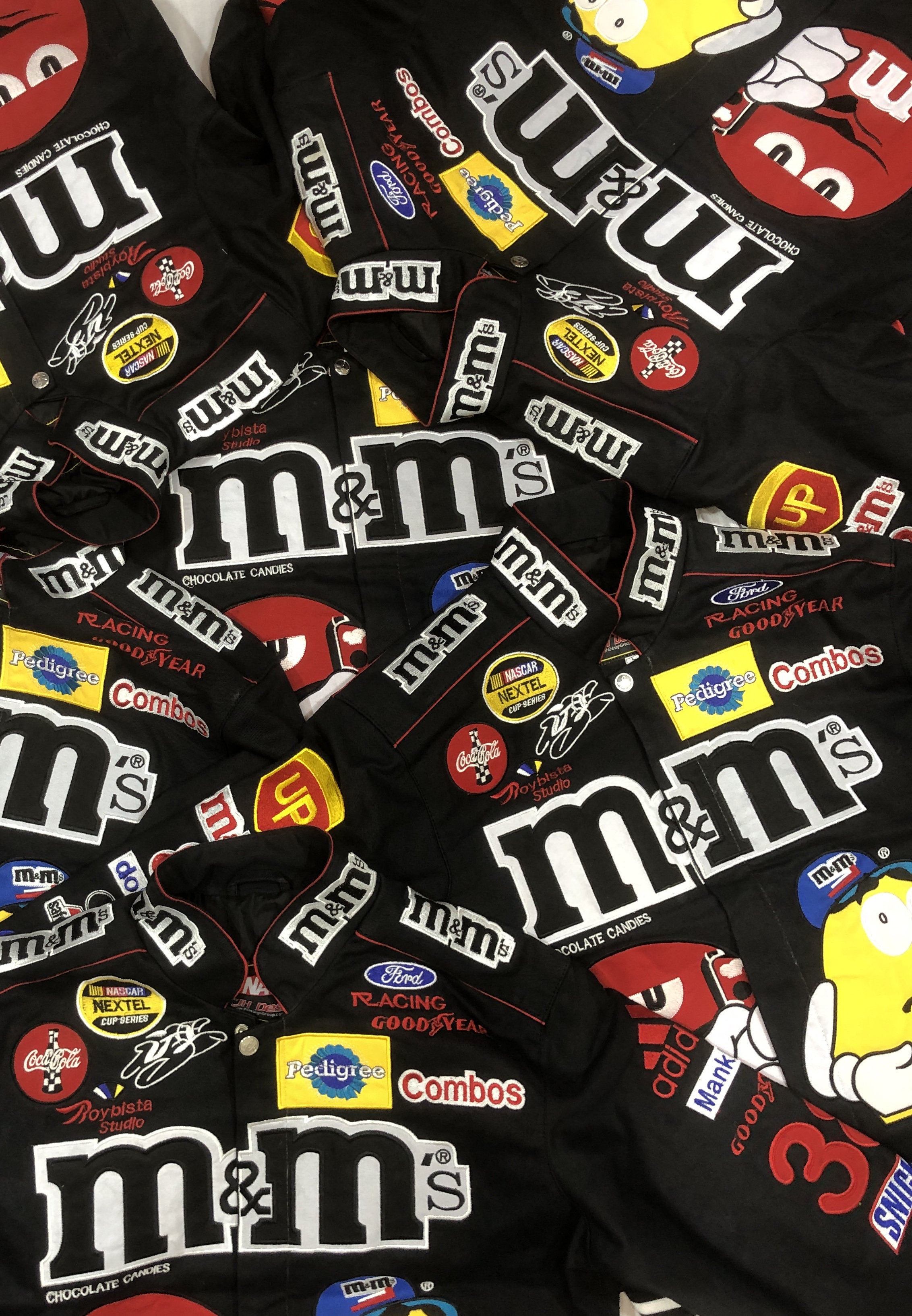 Veste de course noire M&Ms style relooké Nascar - 15 pcs