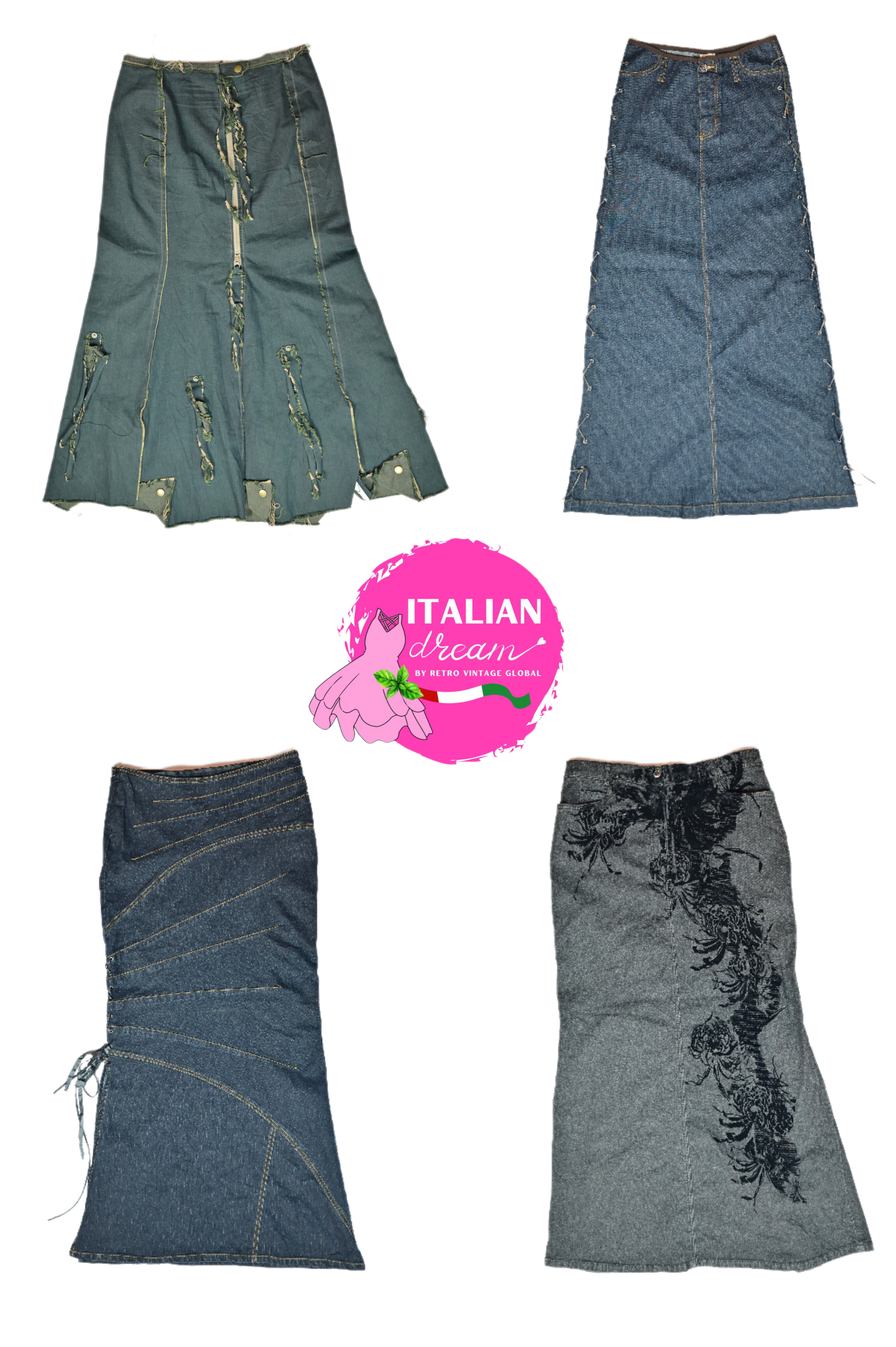 Jupes Maxi Uniques en Denim Y2K Hosteller