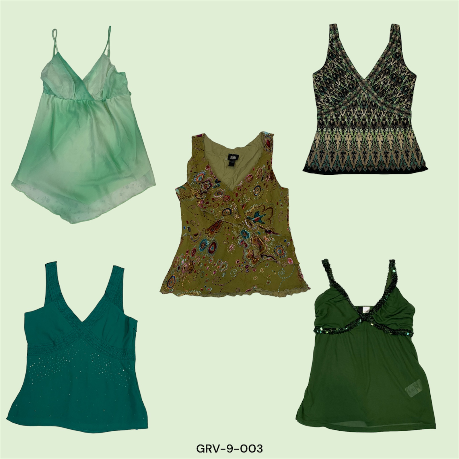 Top Cami Vert Y2K – Style Rétro (GRV-9-003)