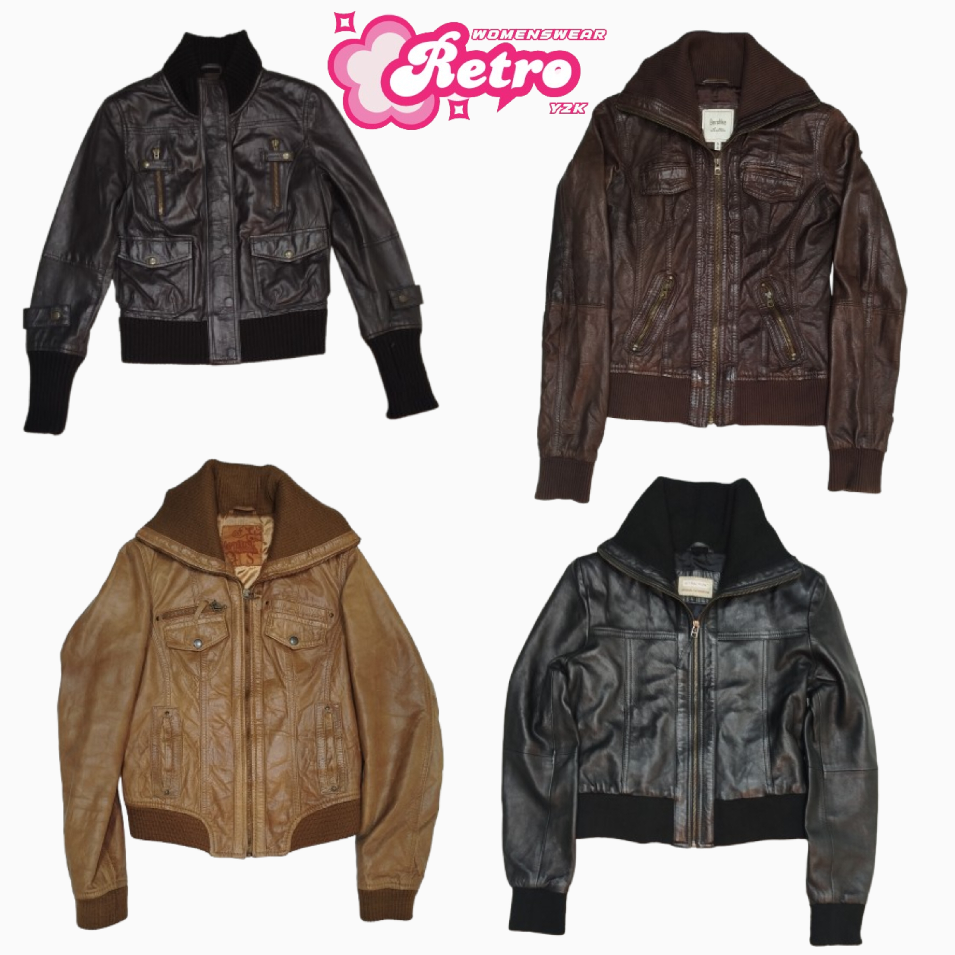 Y2K Leather Bomber Jacket