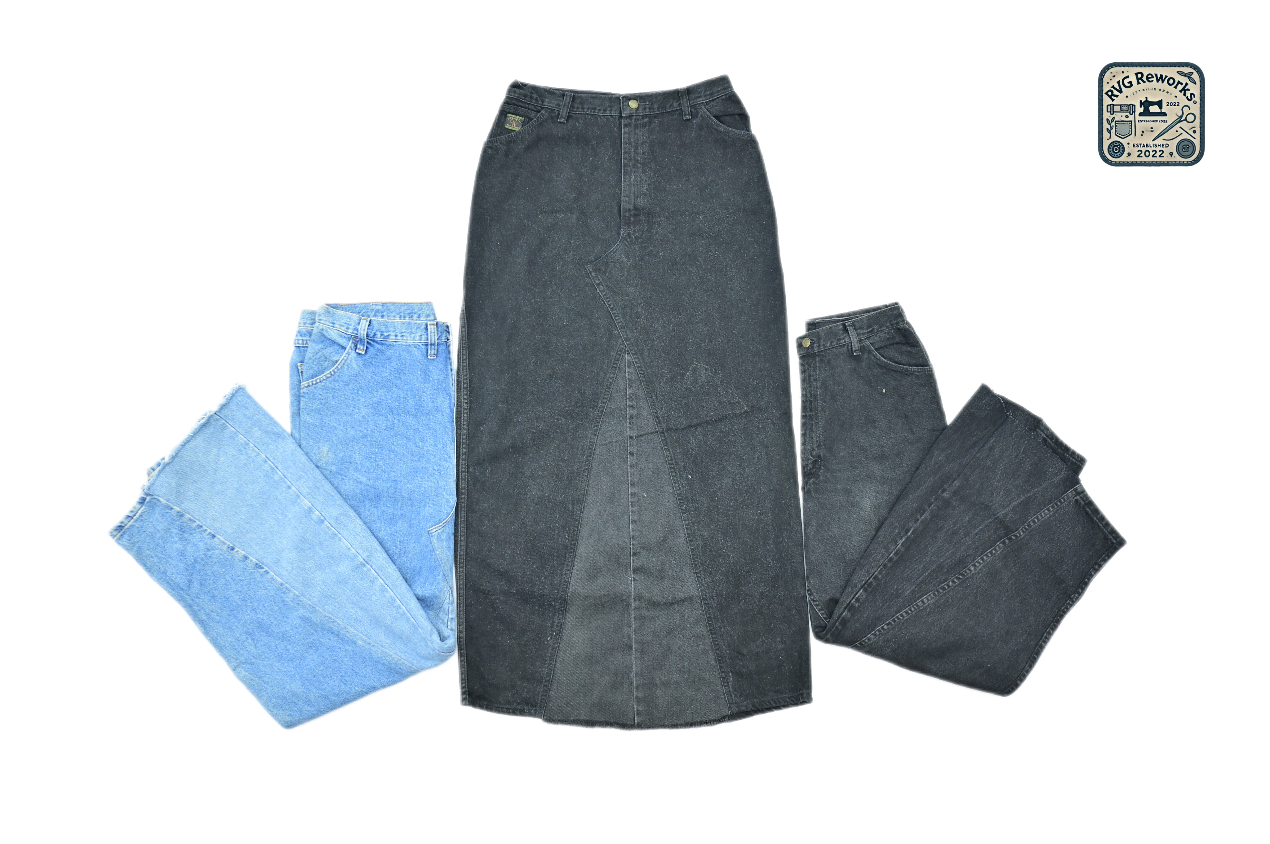 AW'24 Reworked Denim Maxi Skirts