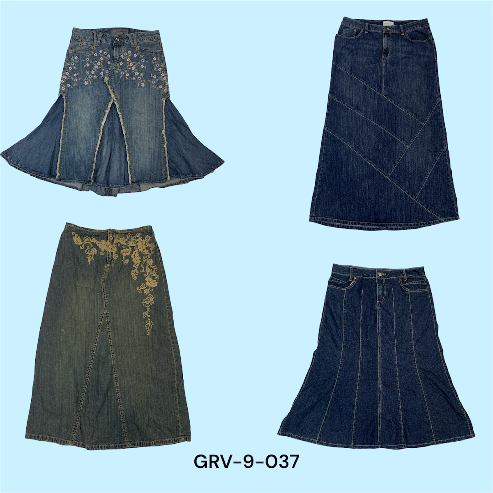 Y2K Denim long Skirt – Bold, Retro style (grv-9-037)