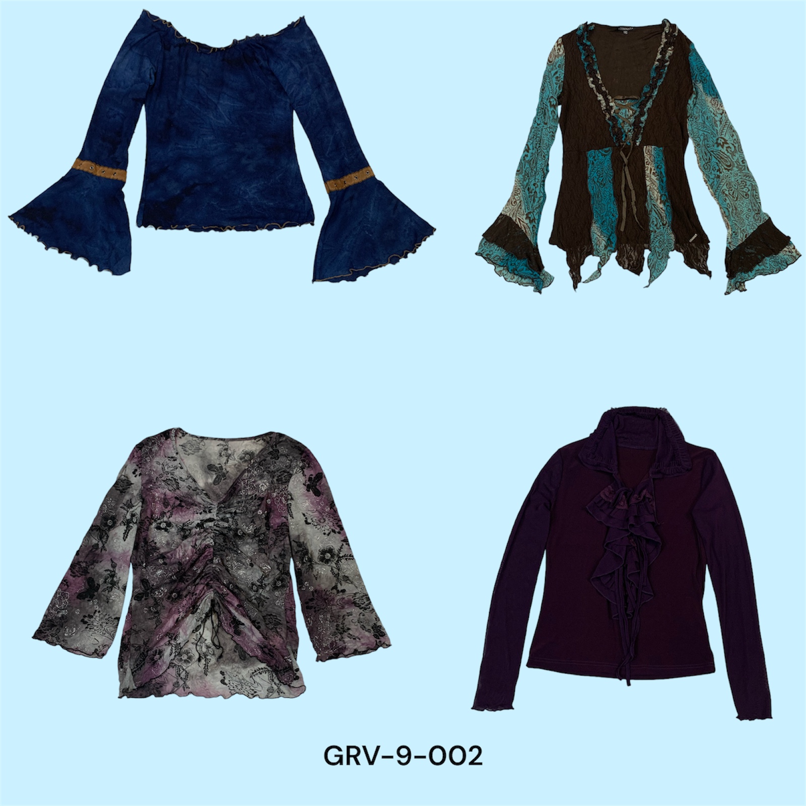 Y2K Long Sleeve Blouse – Gorgeous Purple for a Classic Retro Look(grv-9-002)