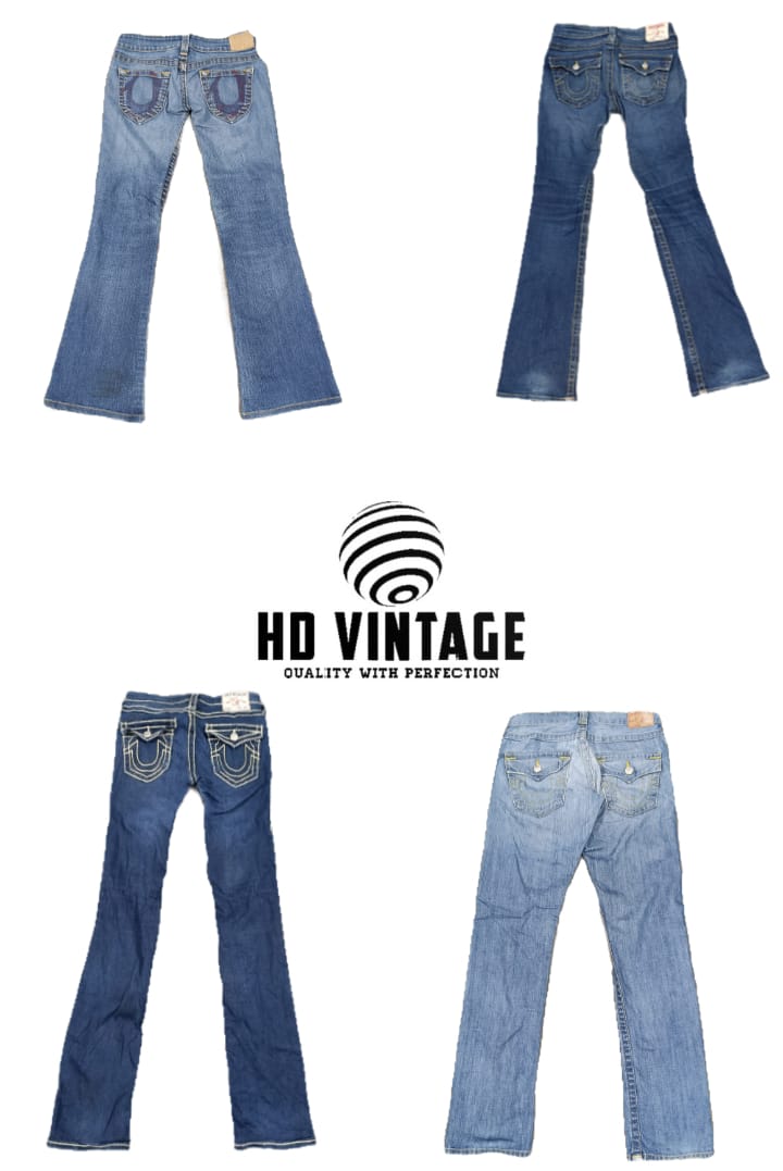 HD289 Femmes Y2K True Religion Jean évasé et droit - 13 pièces