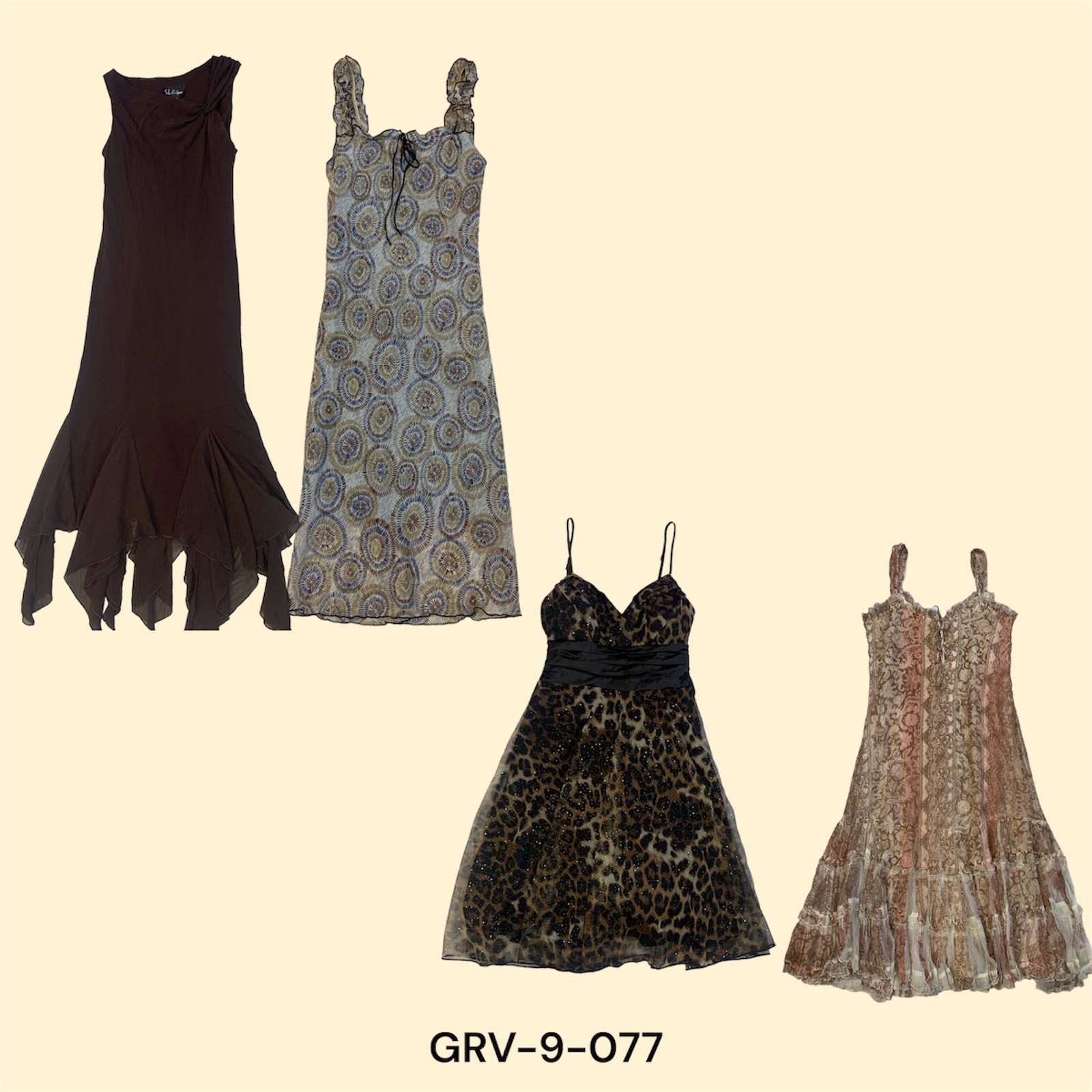 Y2K Brown Poly Dress – Retro Elegance with a Modern Twist(9-077)