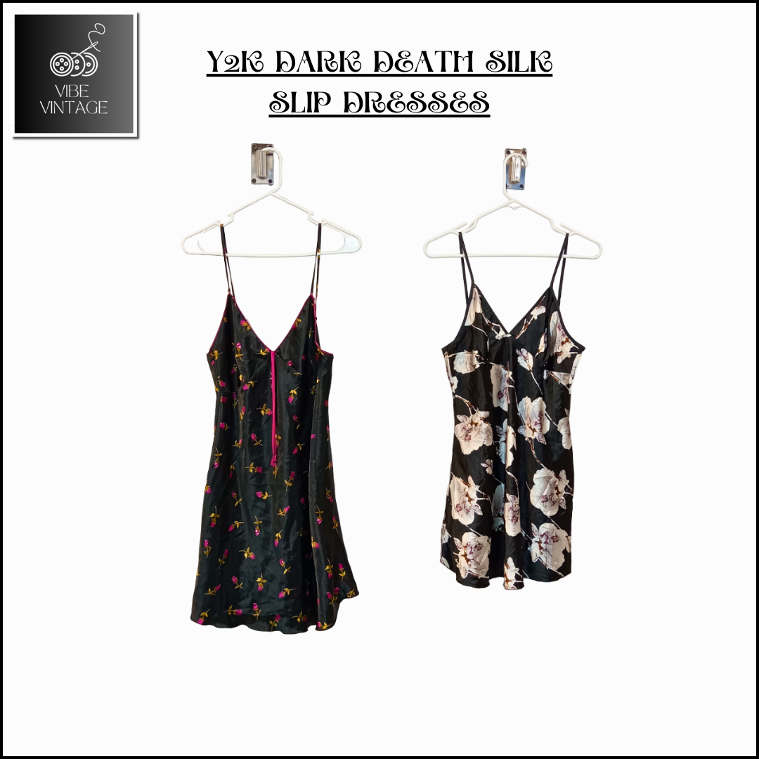 Y2K DARK DEATH SILK SLIP DRESSES - 10 PCS