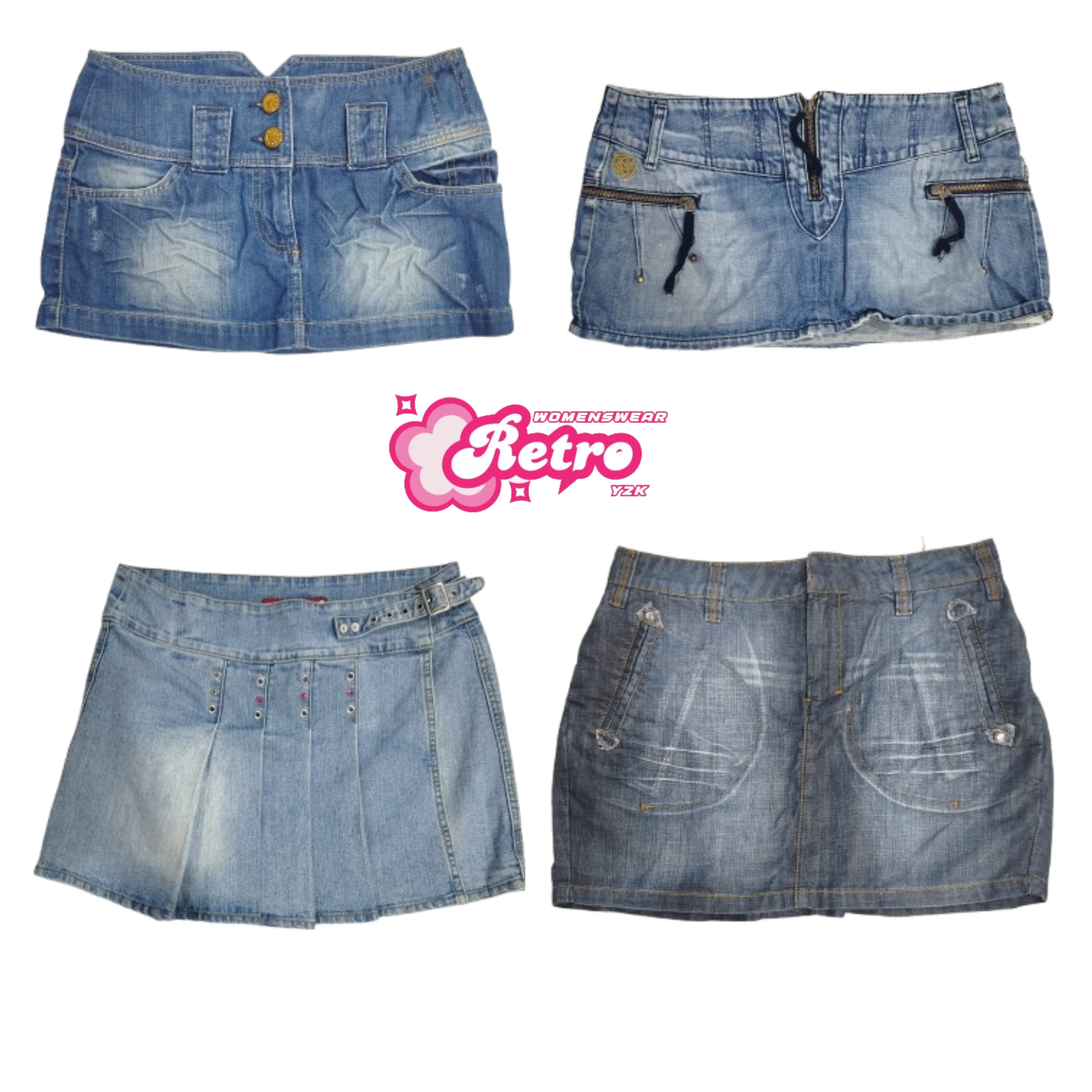 Y2K Paris Hilton Era Denim Micro Mini Skirts