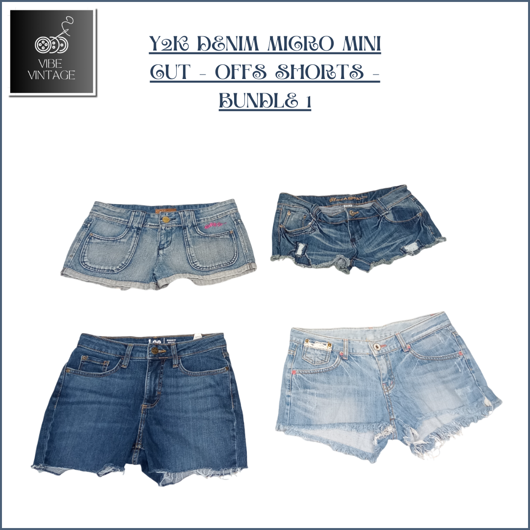 Y2K DENIM MICRO MINI CUT-OFFS SHORTS - (BUNDLE 1) - 10 PCS