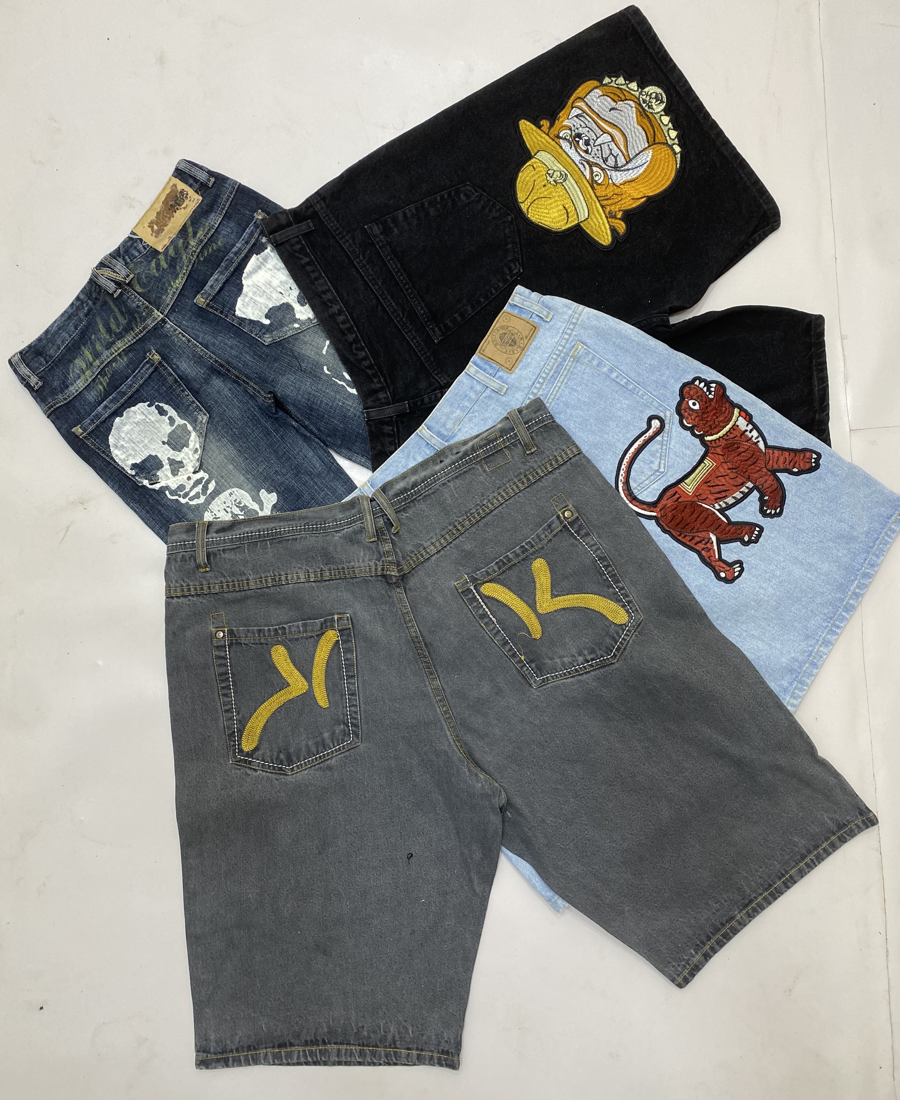 Shorts en mélange à broderie hip hop