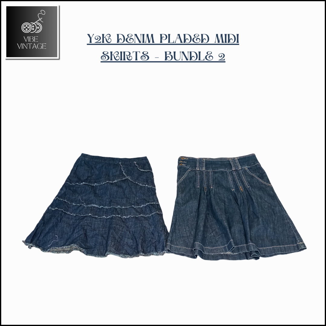 JUPES MIDI PLISÉES EN DENIM Y2K - BUNDLE 2 - 10 PIÈCES
