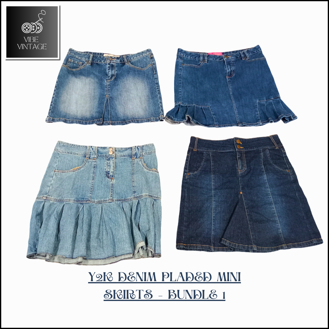 Y2K DENIM PLADED MINI SKIRTS - BUNDLE 1 - 10 PCS