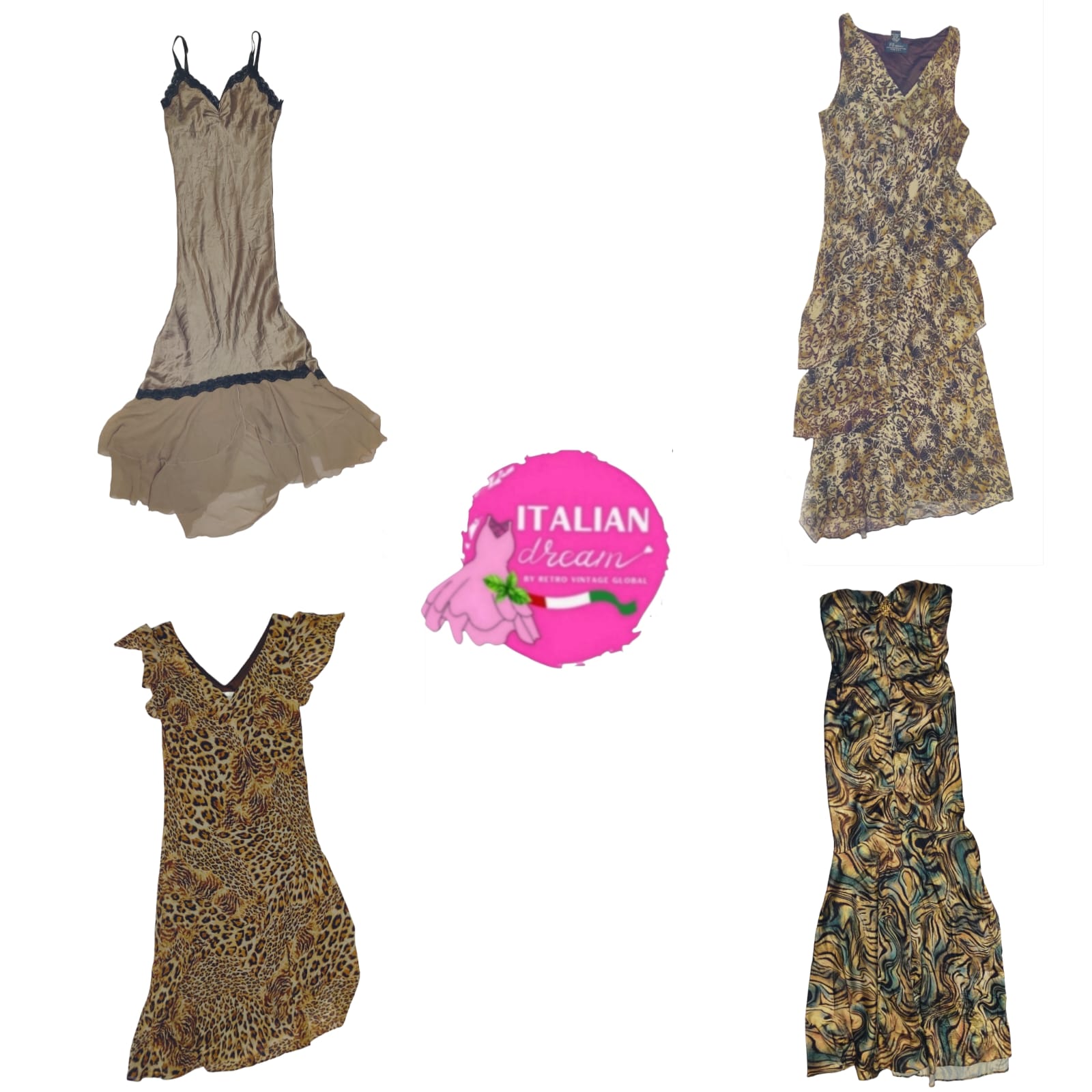 Metalic x Animal Print Y2K Party Dresses