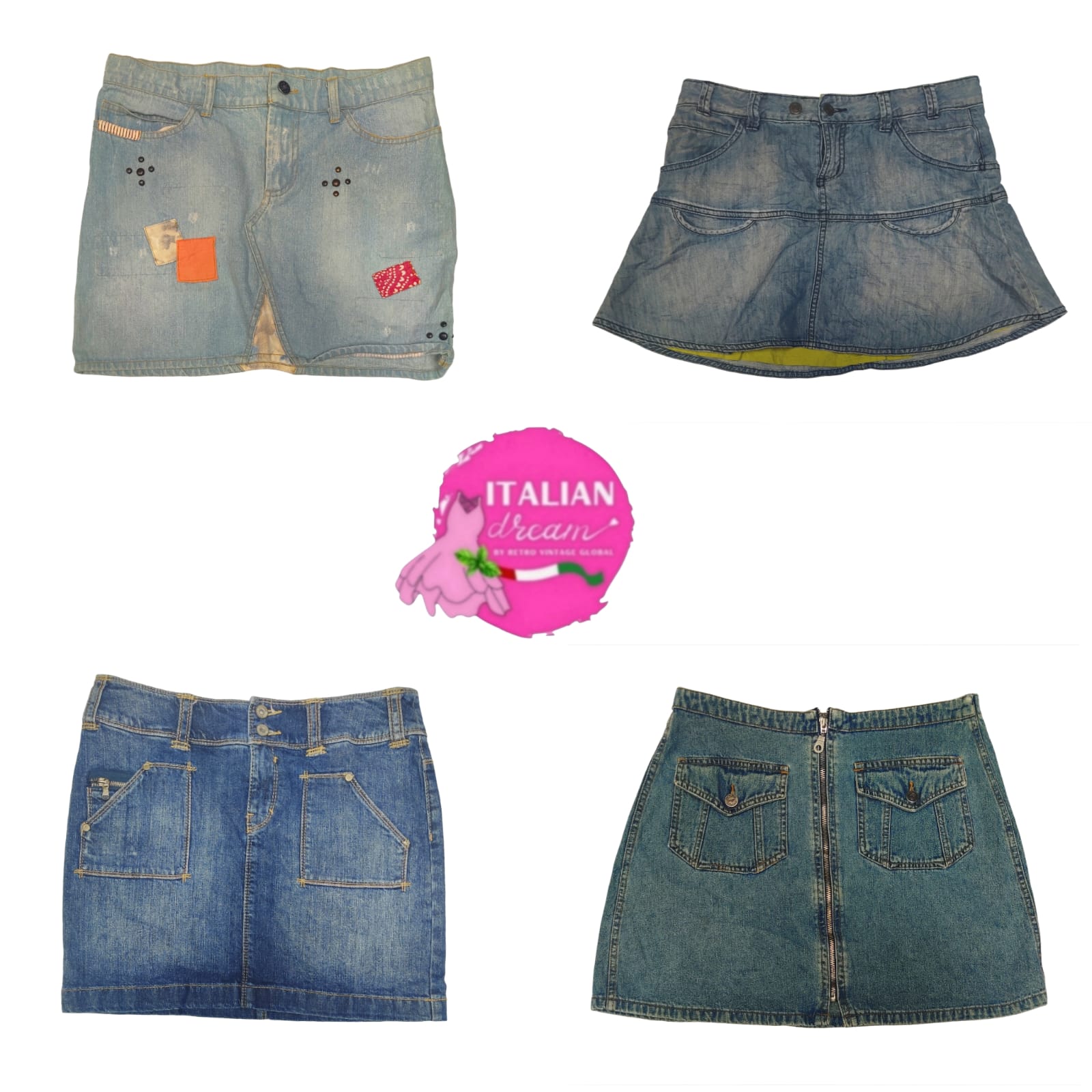 Jupes en denim midi / mini de style biker