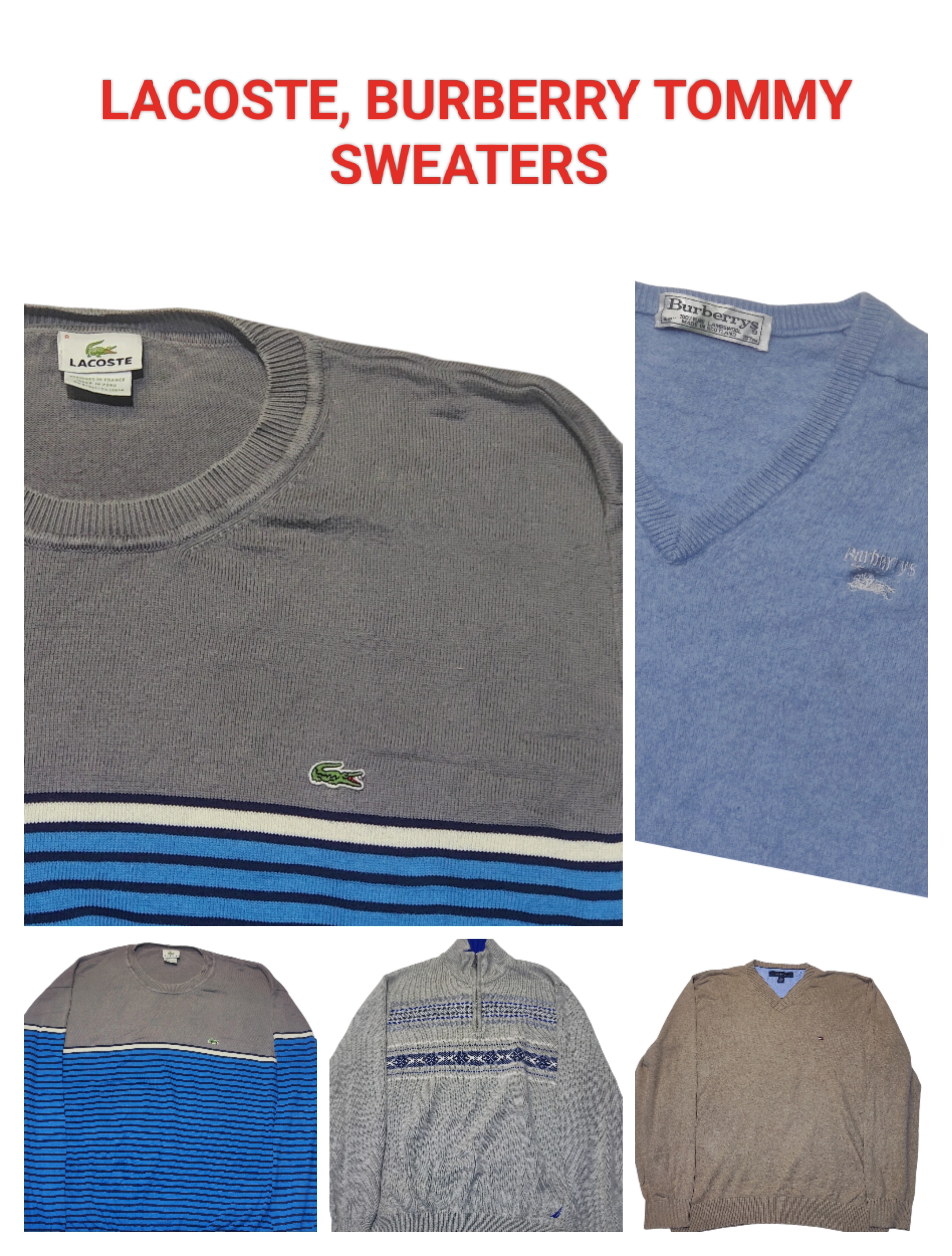 BRANDED SWEATERS LACOSTE,BURBERRY,TOMMY ETC