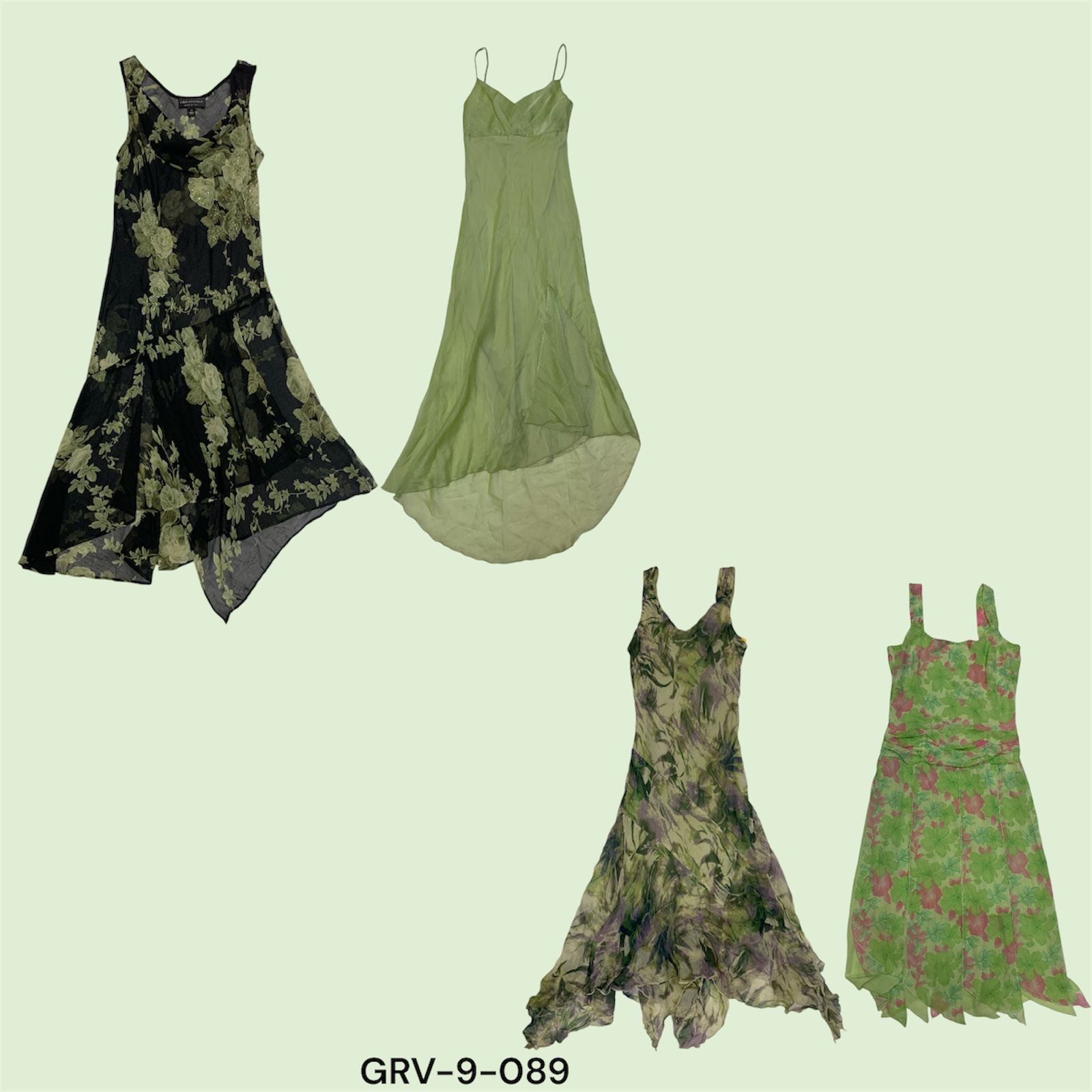 Y2K Green Poly Dress – Perfect Blend of Comfort and Style(9-089)