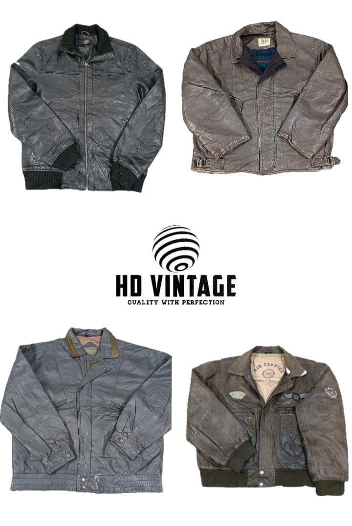Veste aviateur en cuir vintage pour hommes HD323 - 14 pièces